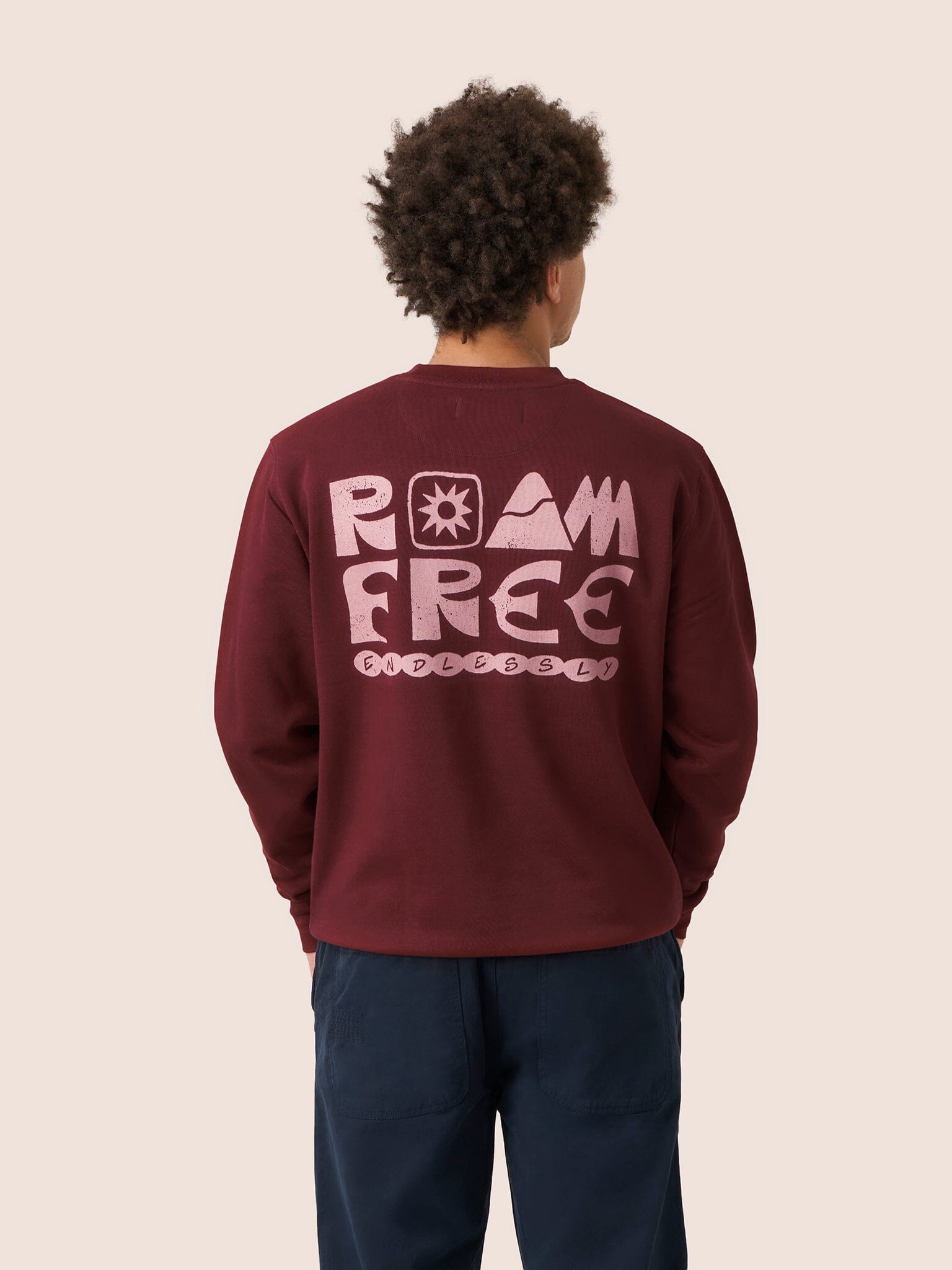 Milford Organic Cotton Roam Free Graphic Sweatshirt in Burgundy Layering- Gandys