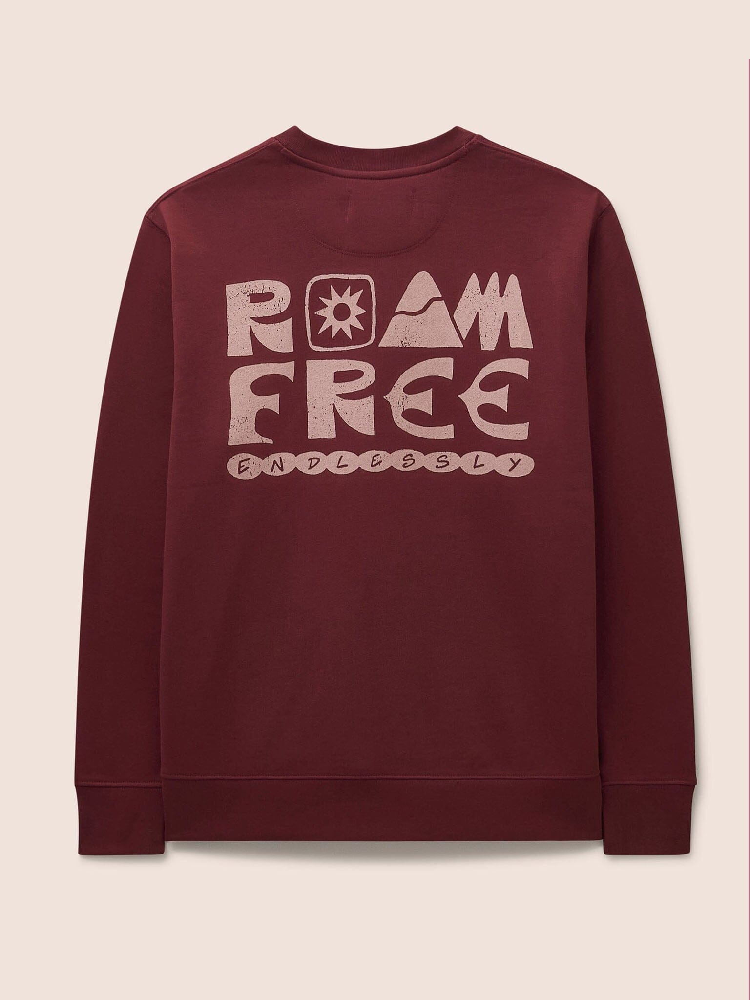 Milford Organic Cotton Roam Free Graphic Sweatshirt in Burgundy Layering- Gandys