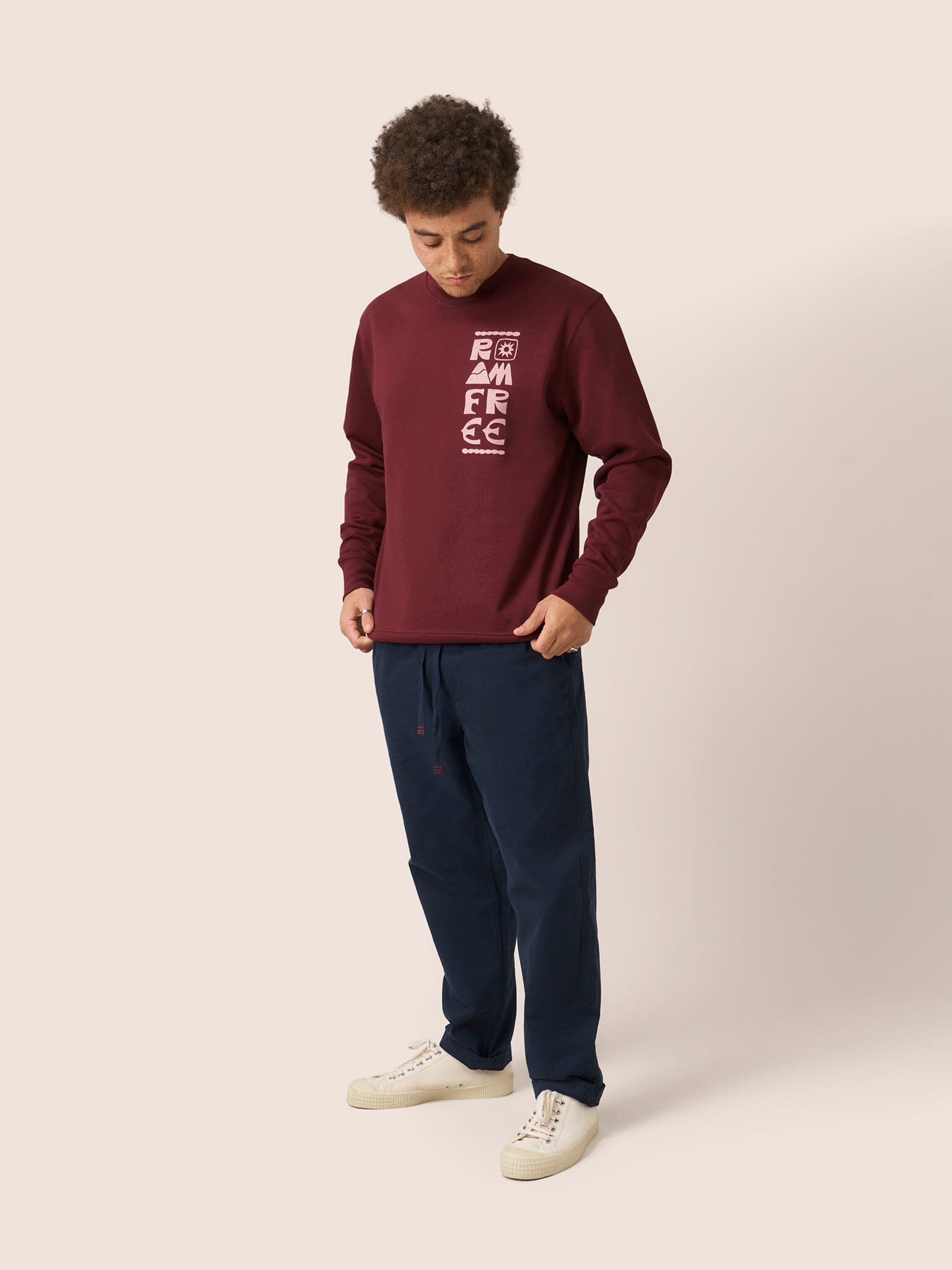 Milford Organic Cotton Roam Free Graphic Sweatshirt in Burgundy Layering- Gandys