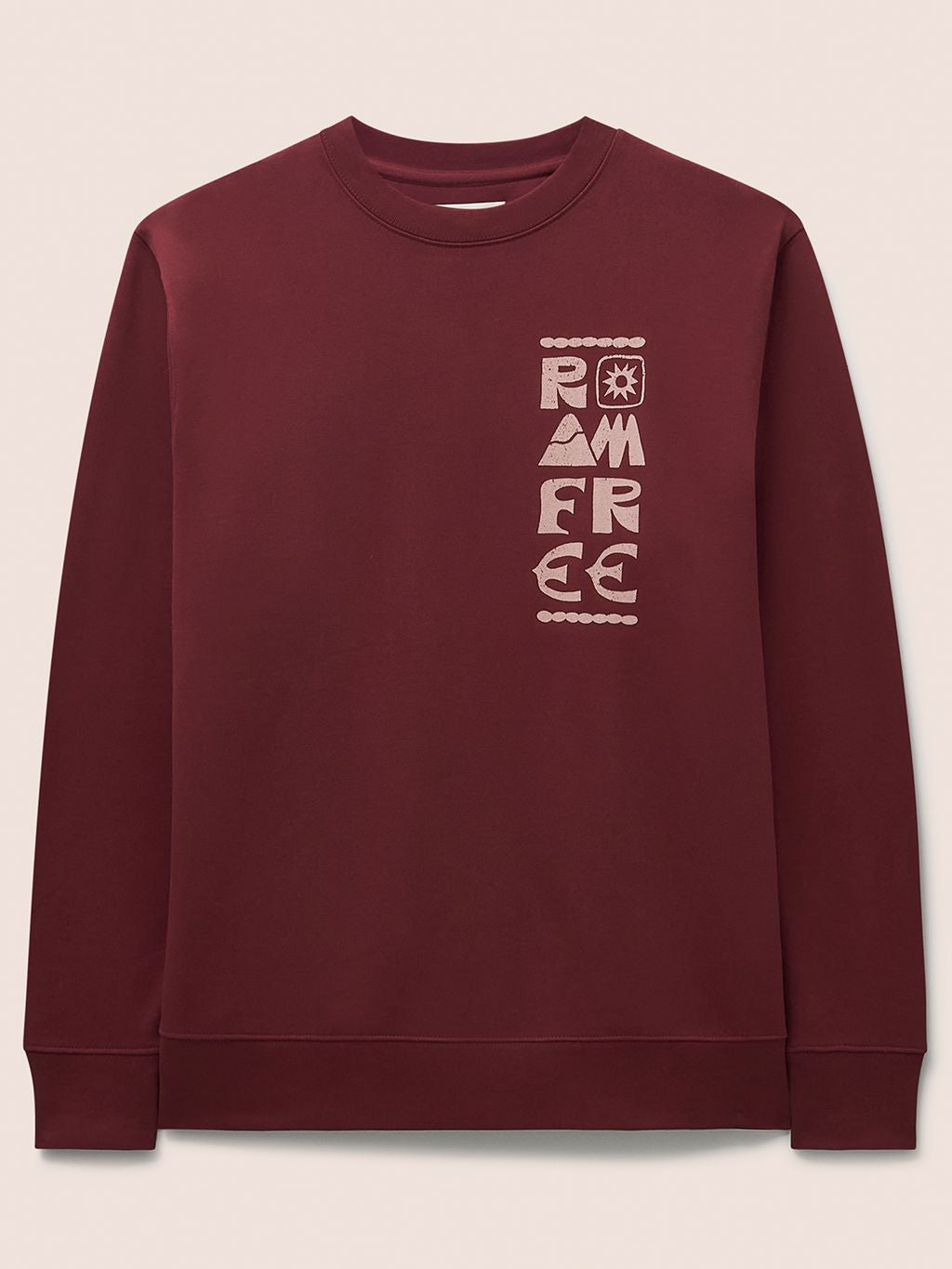 Milford Organic Cotton Roam Free Graphic Sweatshirt in Burgundy Layering- Gandys