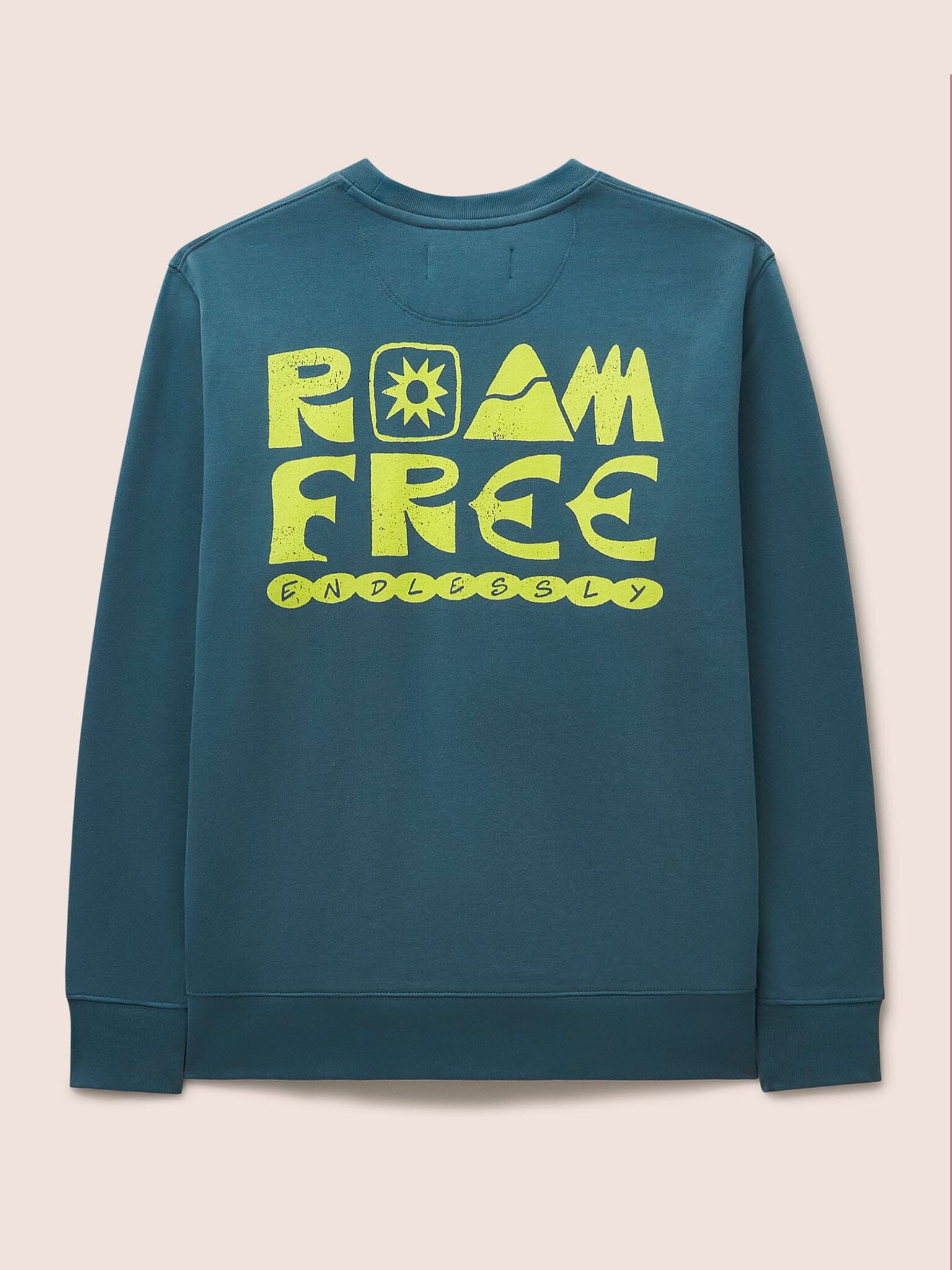 Milford Organic Cotton Roam Free Graphic Sweatshirt in Teal Layering- Gandys
