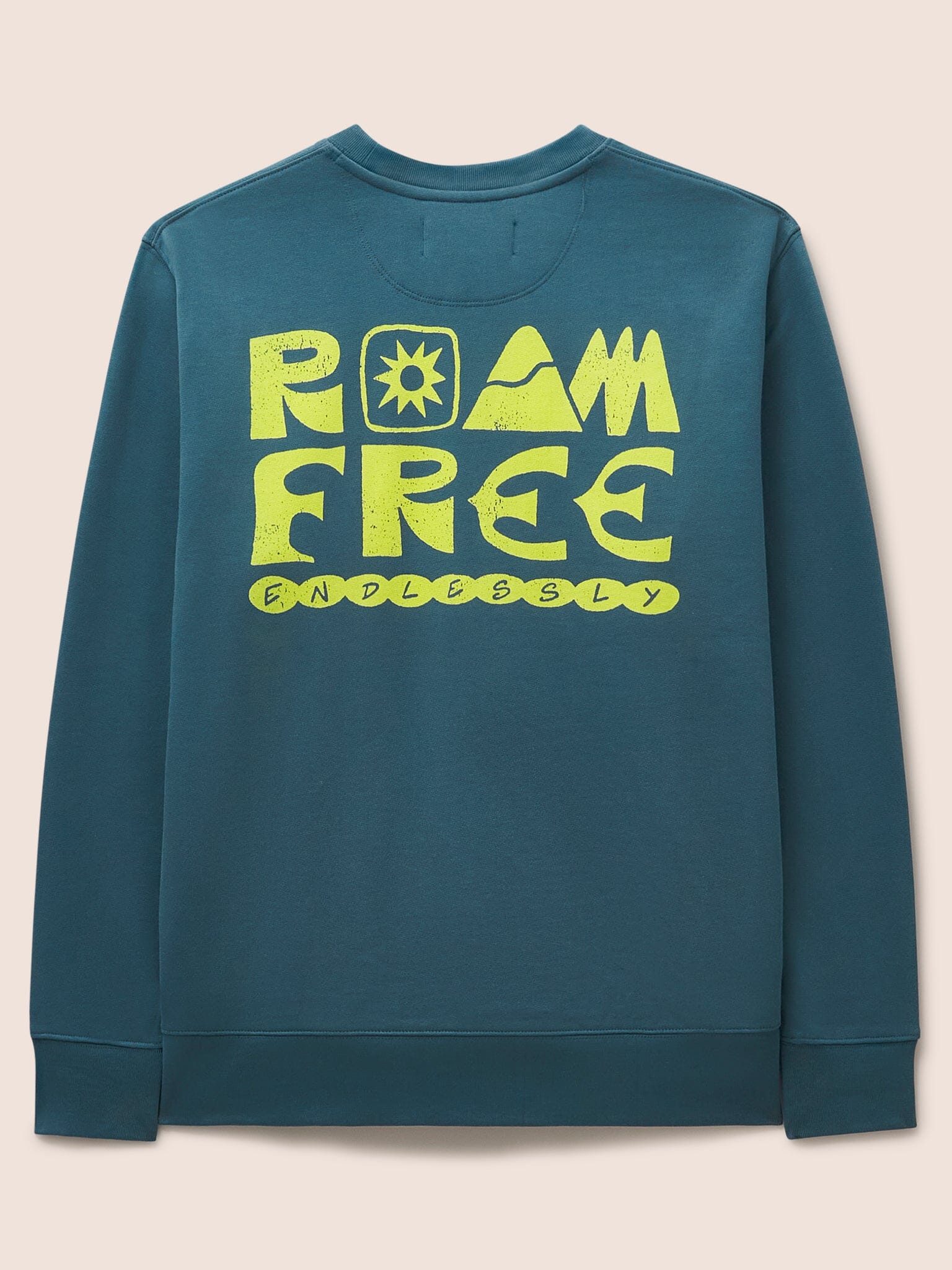 Milford Organic Cotton Roam Free Graphic Sweatshirt in Teal Layering- Gandys