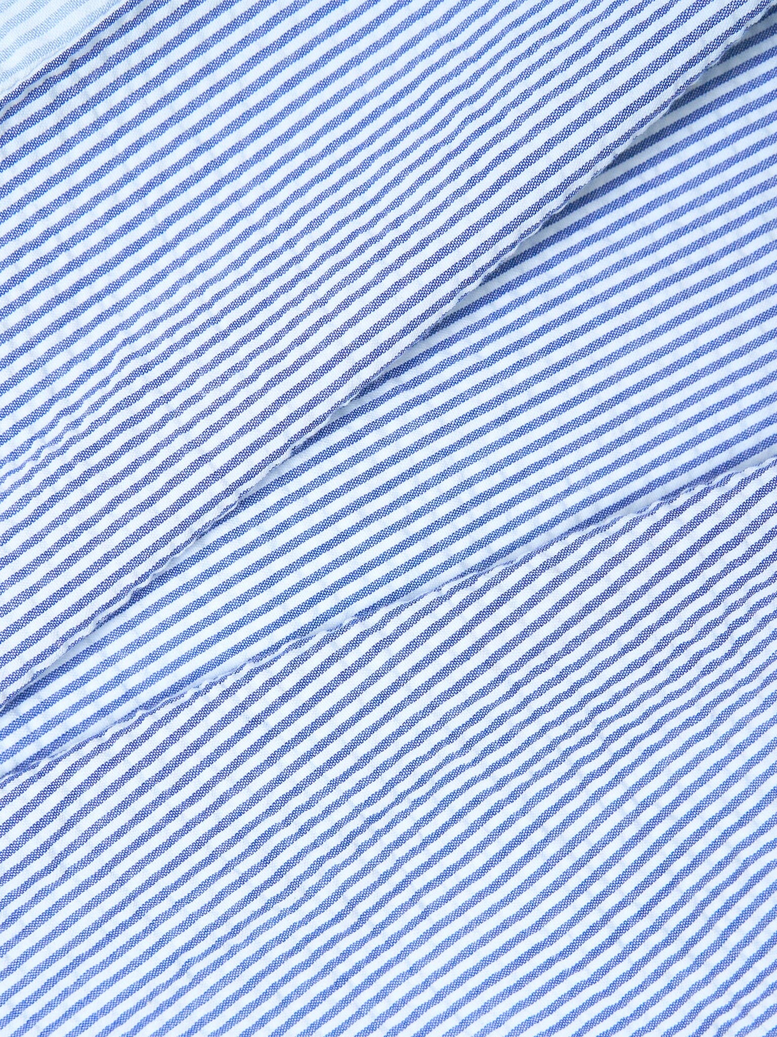 Mulberry Cotton Crinkle Stripe Shirt in Blue Shirts- Gandys