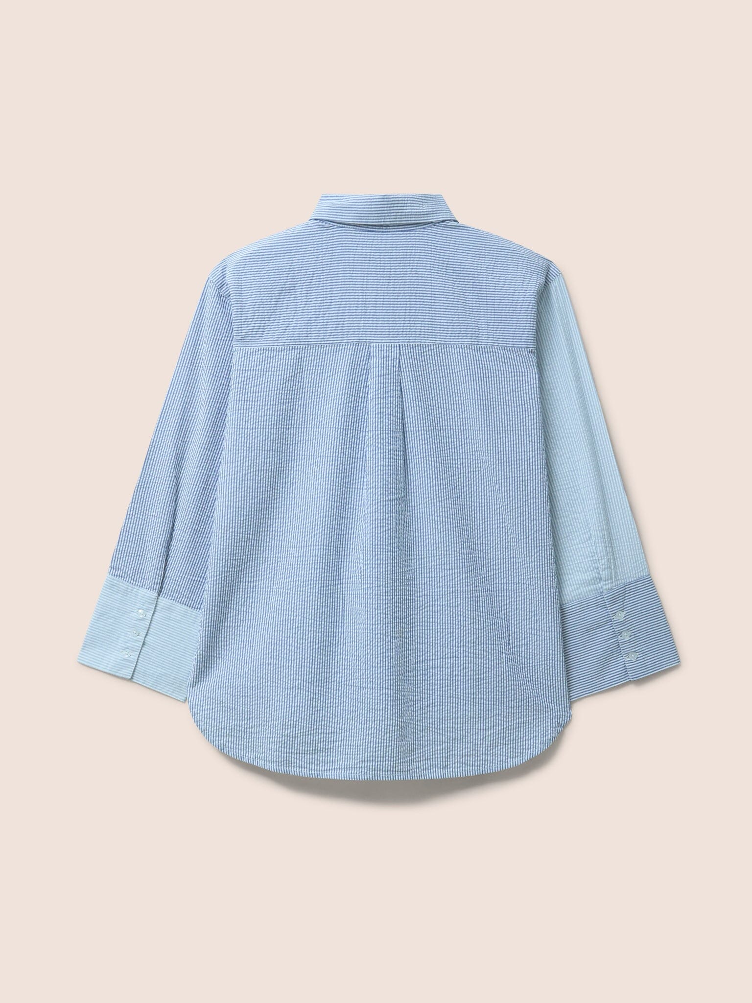 Mulberry Cotton Crinkle Stripe Shirt in Blue Shirts- Gandys