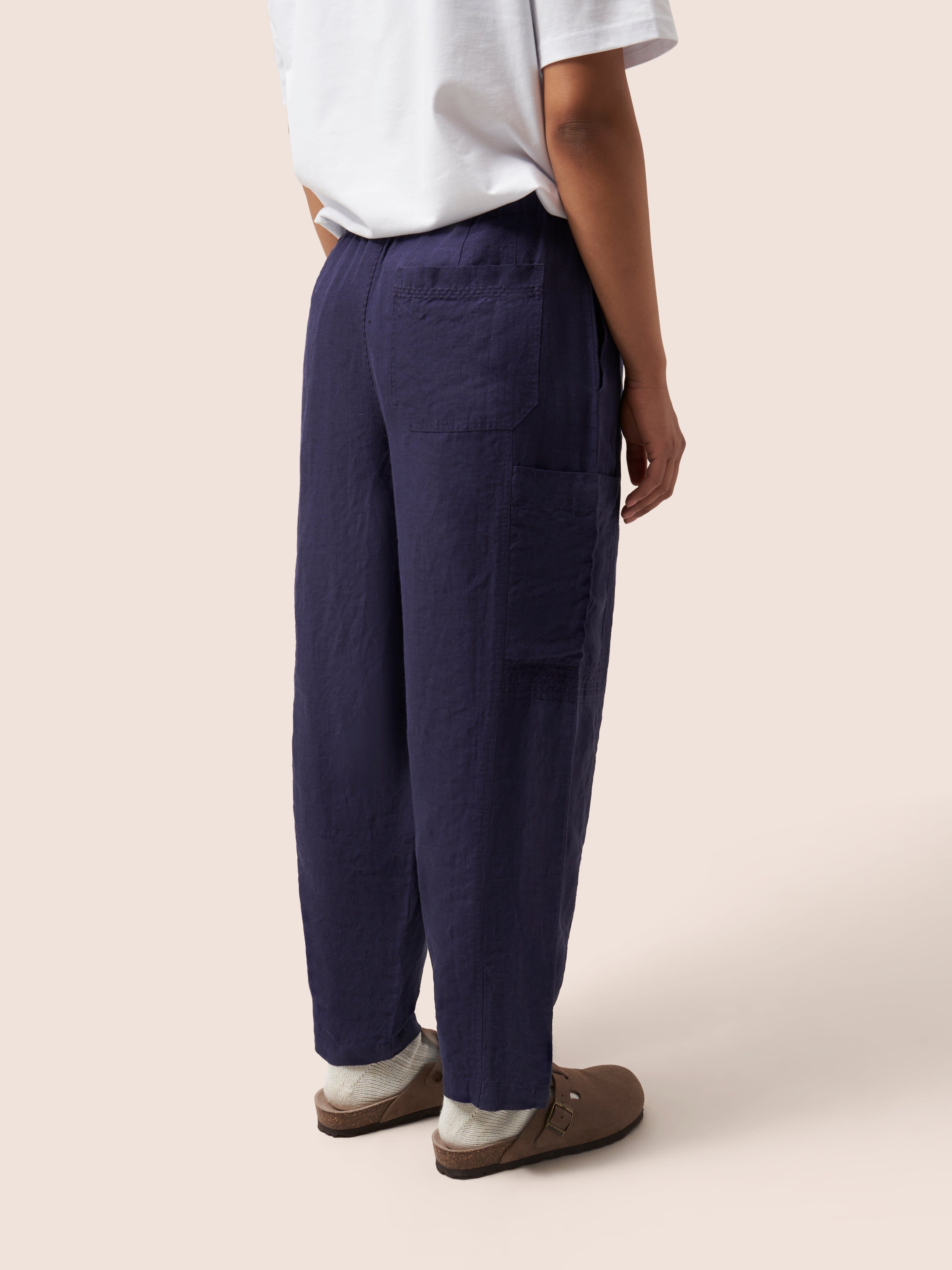 Navy Bembridge Barrel Leg Trouser Bottoms- Gandys