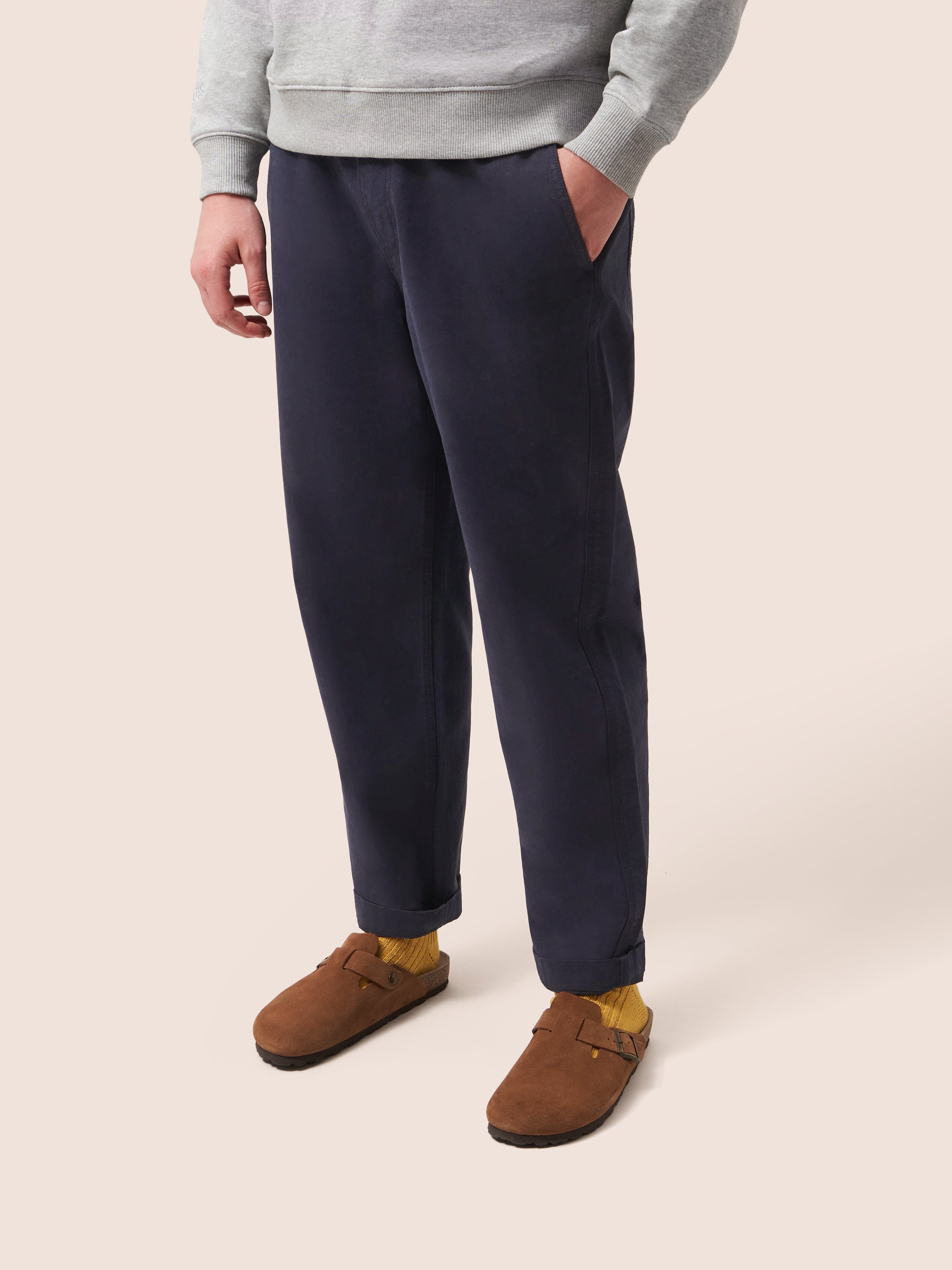 Navy Bombay Drawcord Trousers Bottoms- Gandys