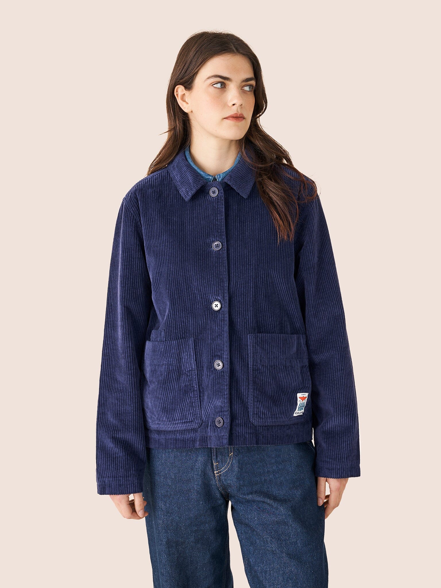 Nyhavn Cotton Corduroy Jacket in Navy Outerwear- Gandys