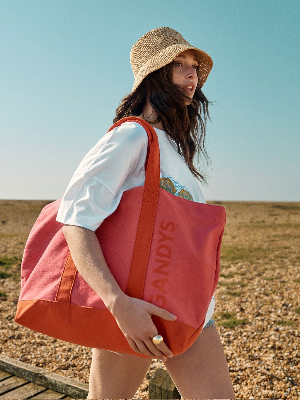 Orange Rio Cotton Beach Tote Bags- Gandys