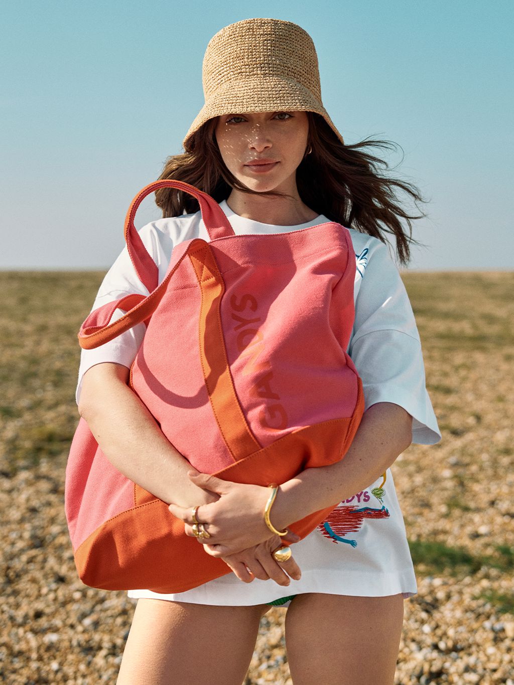 Orange Rio Cotton Beach Tote Bags- Gandys