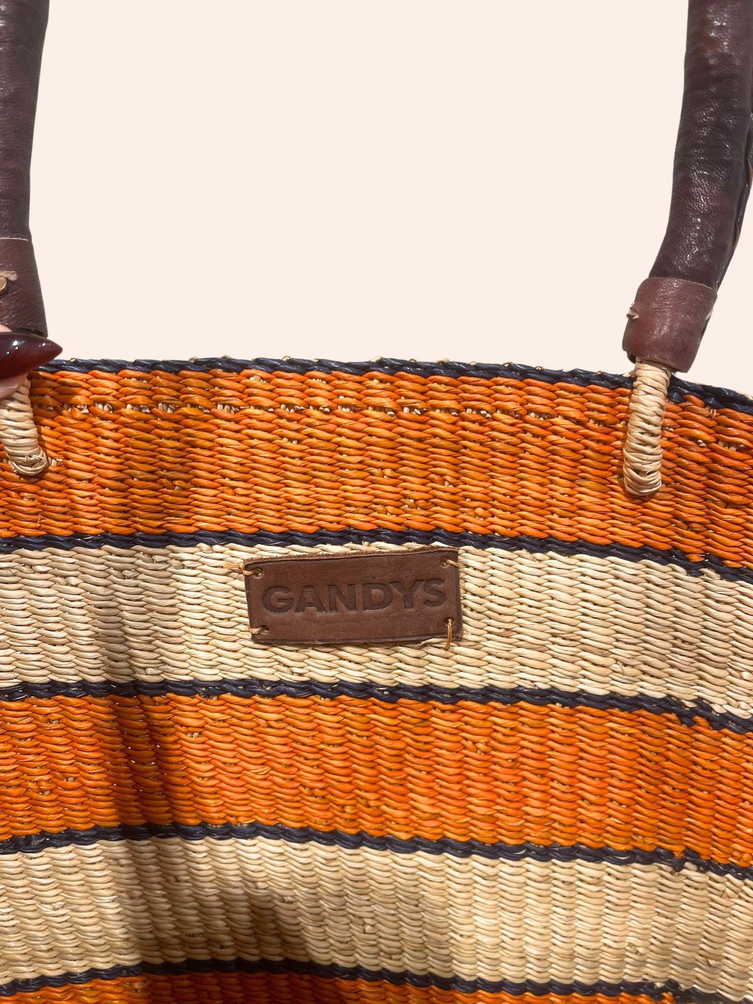 Orange Striped Tote Basket Bags- Gandys