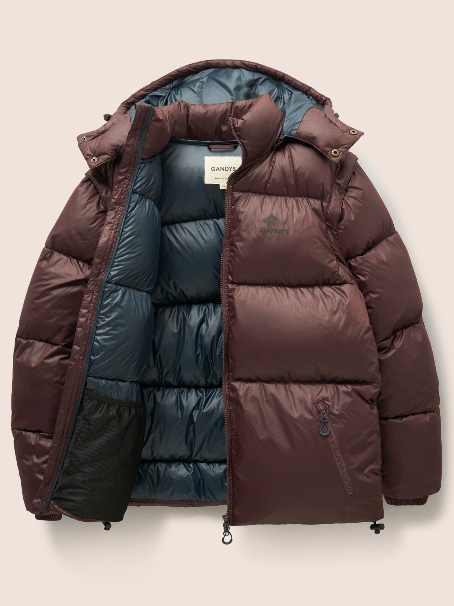 Orkney Multiway Detachable Sleeves Puffer Coat in Burgundy