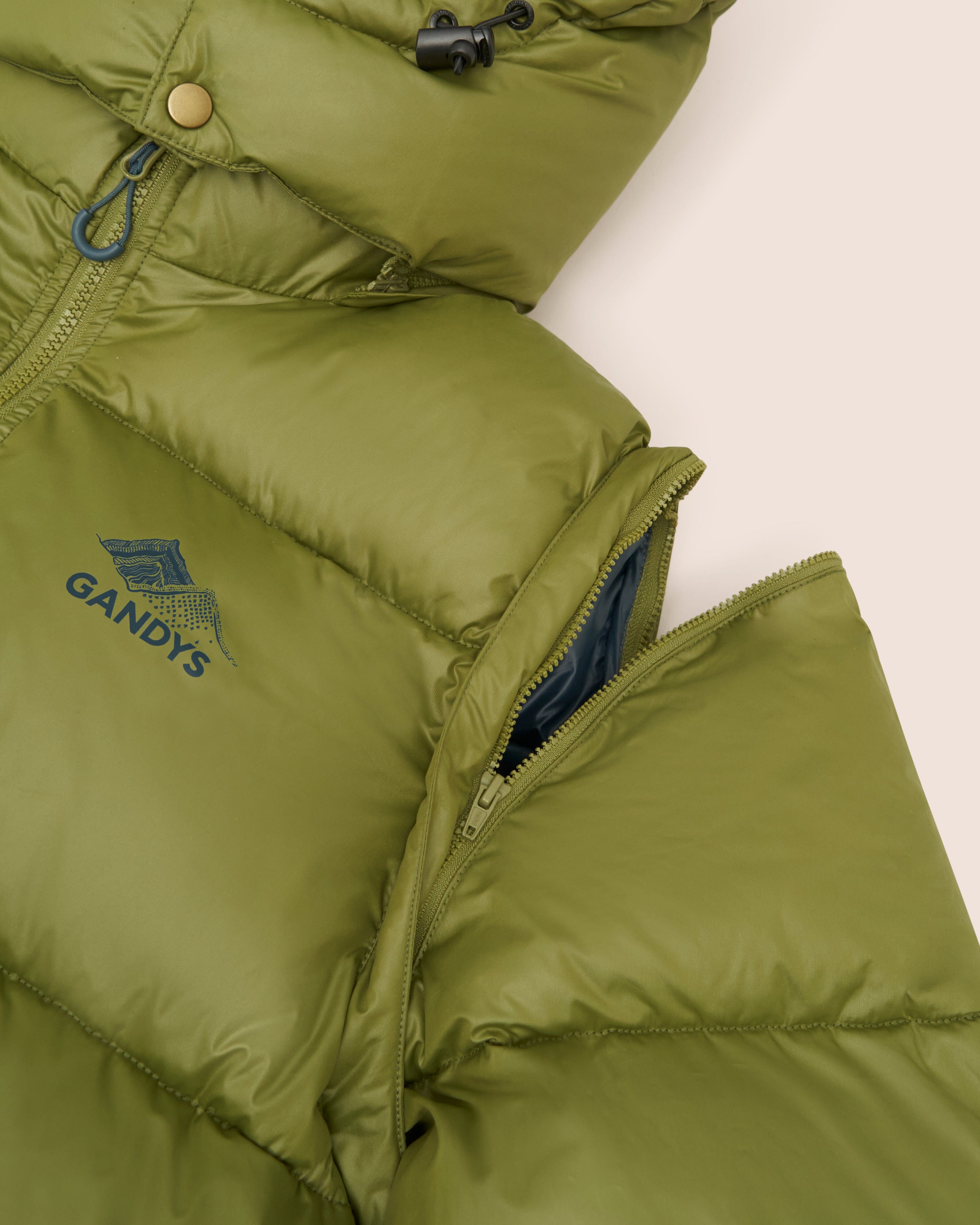 Orkney Multiway Detachable Sleeves Puffer Coat in Green Outerwear- Gandys