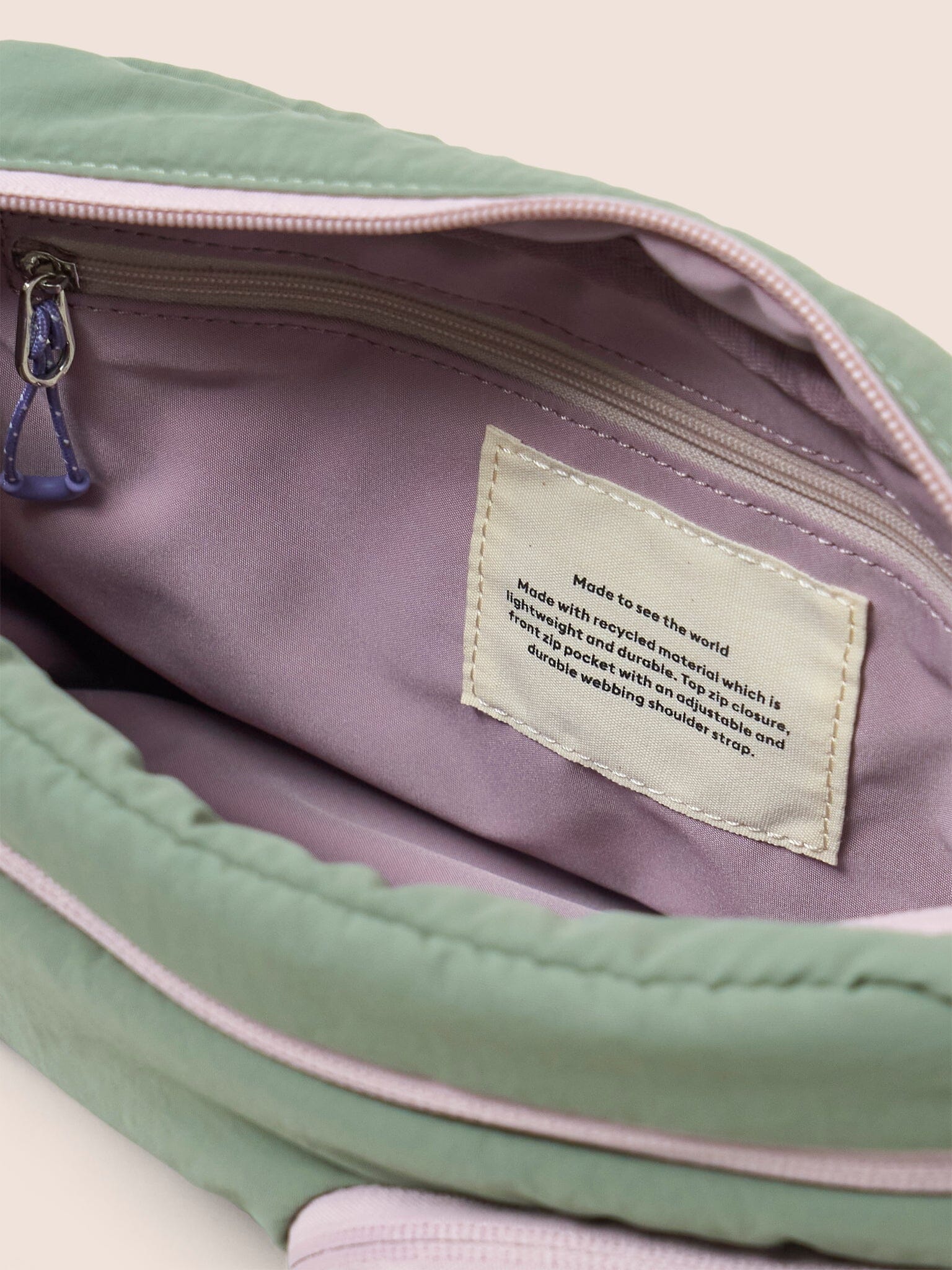 Panama Recycled Nylon Lightweight Crossbody Shoulder Bag in Hedge Green Bags- Gandys