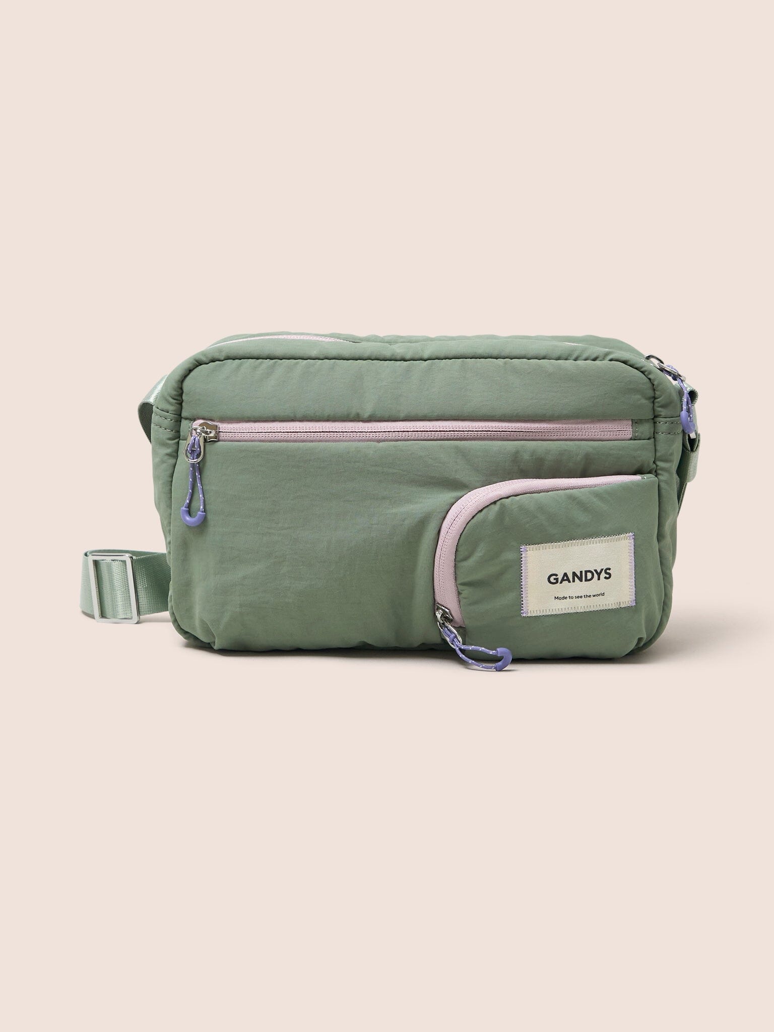 Panama Recycled Nylon Lightweight Crossbody Shoulder Bag in Hedge Green Bags- Gandys