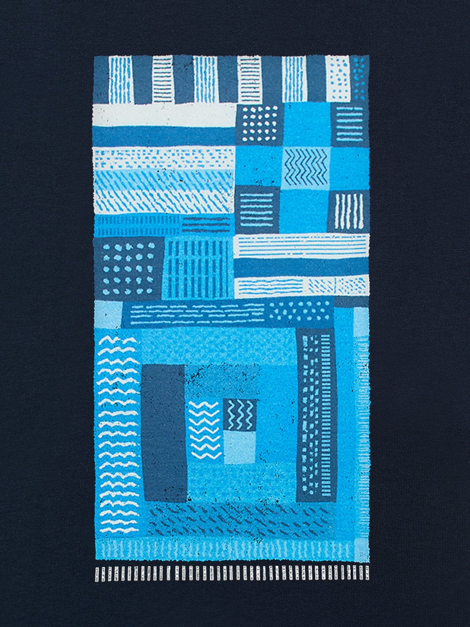Patchwork Print T-Shirt in Navy T-Shirts- Gandys