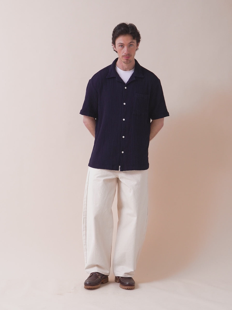 Baxter Cotton Shirt in Navy