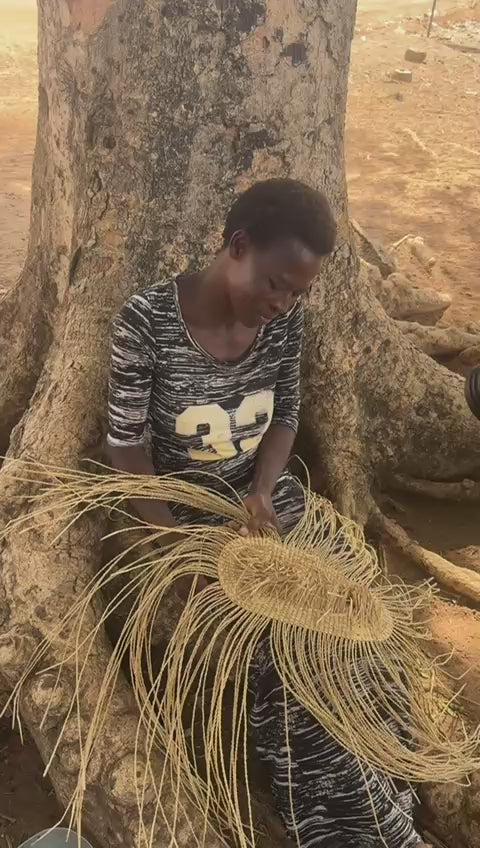 Orange Striped Tote Basket