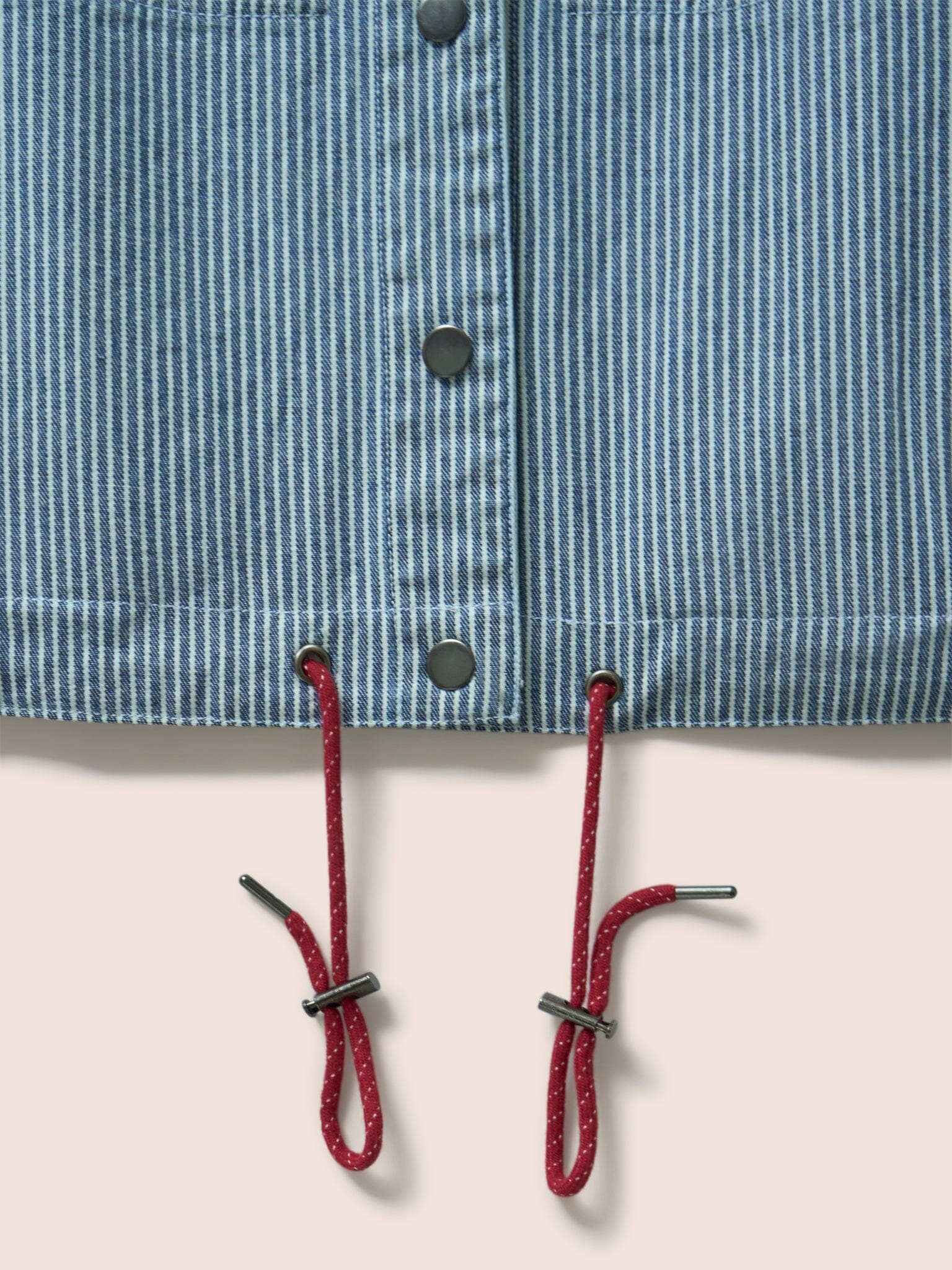 Provence Cotton Collarless Jacket in Blue Stripe Outerwear- Gandys