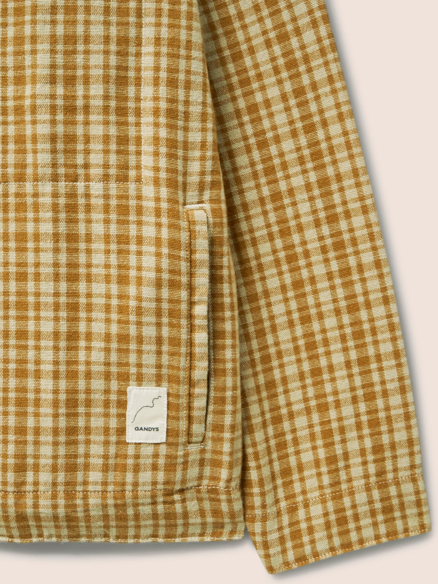 Provence Cotton Collarless Jacket in Mustard Check Outerwear- Gandys