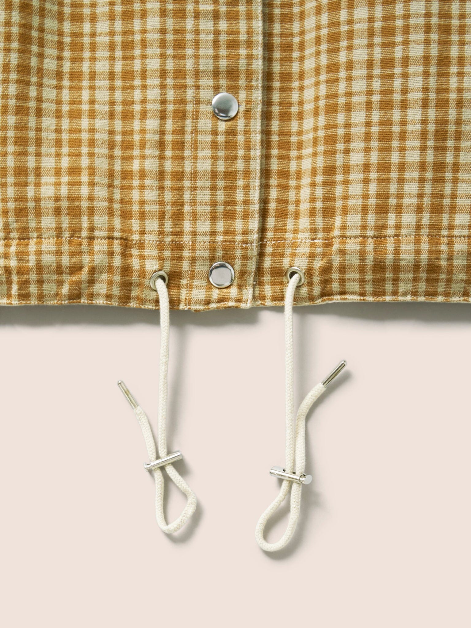 Provence Cotton Collarless Jacket in Mustard Check Outerwear- Gandys