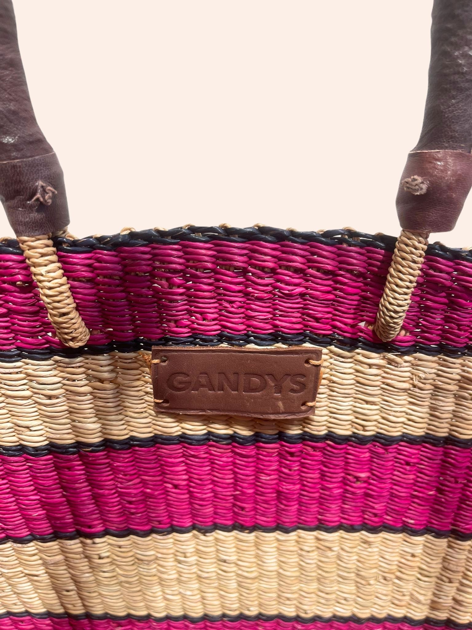 Purple Striped Tote Basket Bags- Gandys