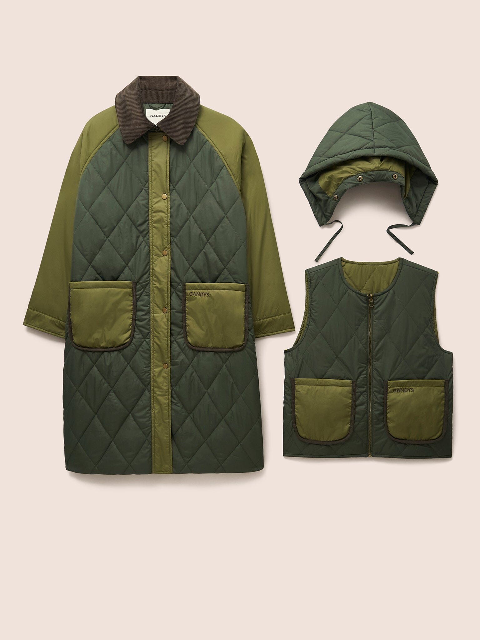 Quebec Quilted 3 in 1 Modular Longline Coat Outerwear- Gandys