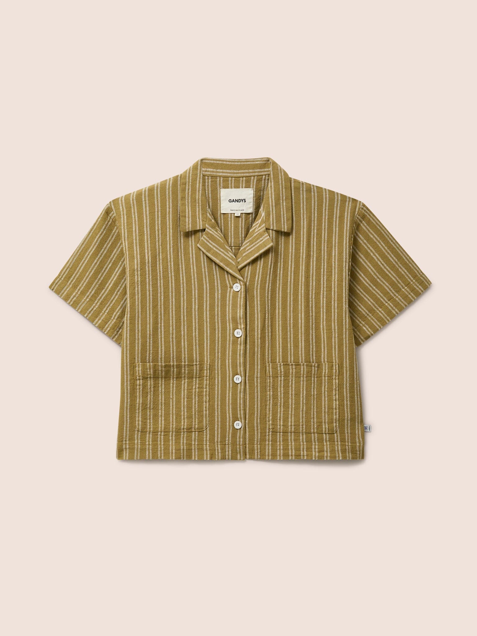 Rivington Cotton Short Sleeve Shirt in Caramel Stripe Shirts- Gandys