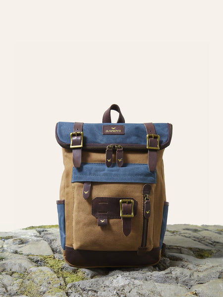 Sand Colour Block Waxed Cotton Mini Bali Backpack