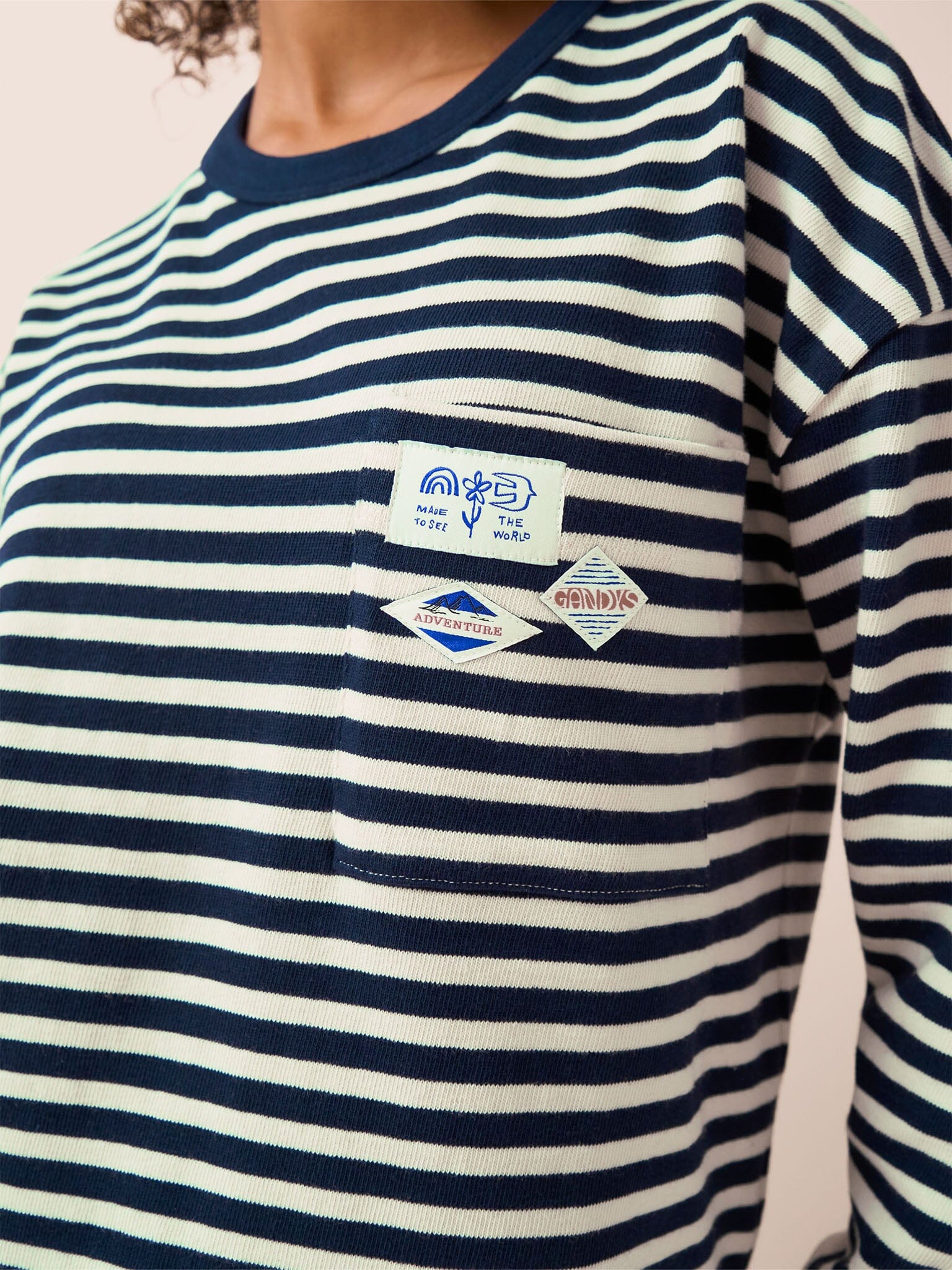 Seine Organic Cotton Classic Long Sleeve Stripe T-Shirt in Navy T-Shirts- Gandys