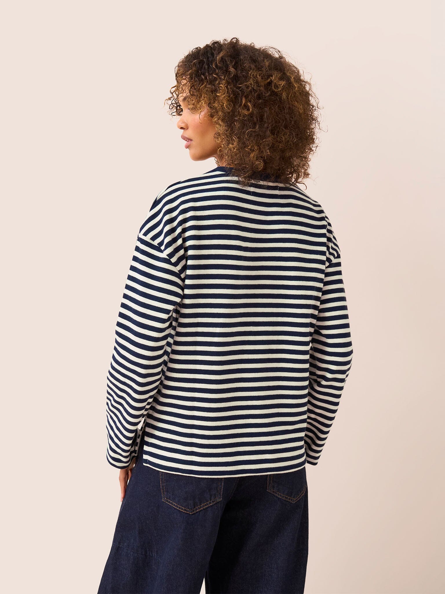 Seine Organic Cotton Classic Long Sleeve Stripe T-Shirt in Navy T-Shirts- Gandys