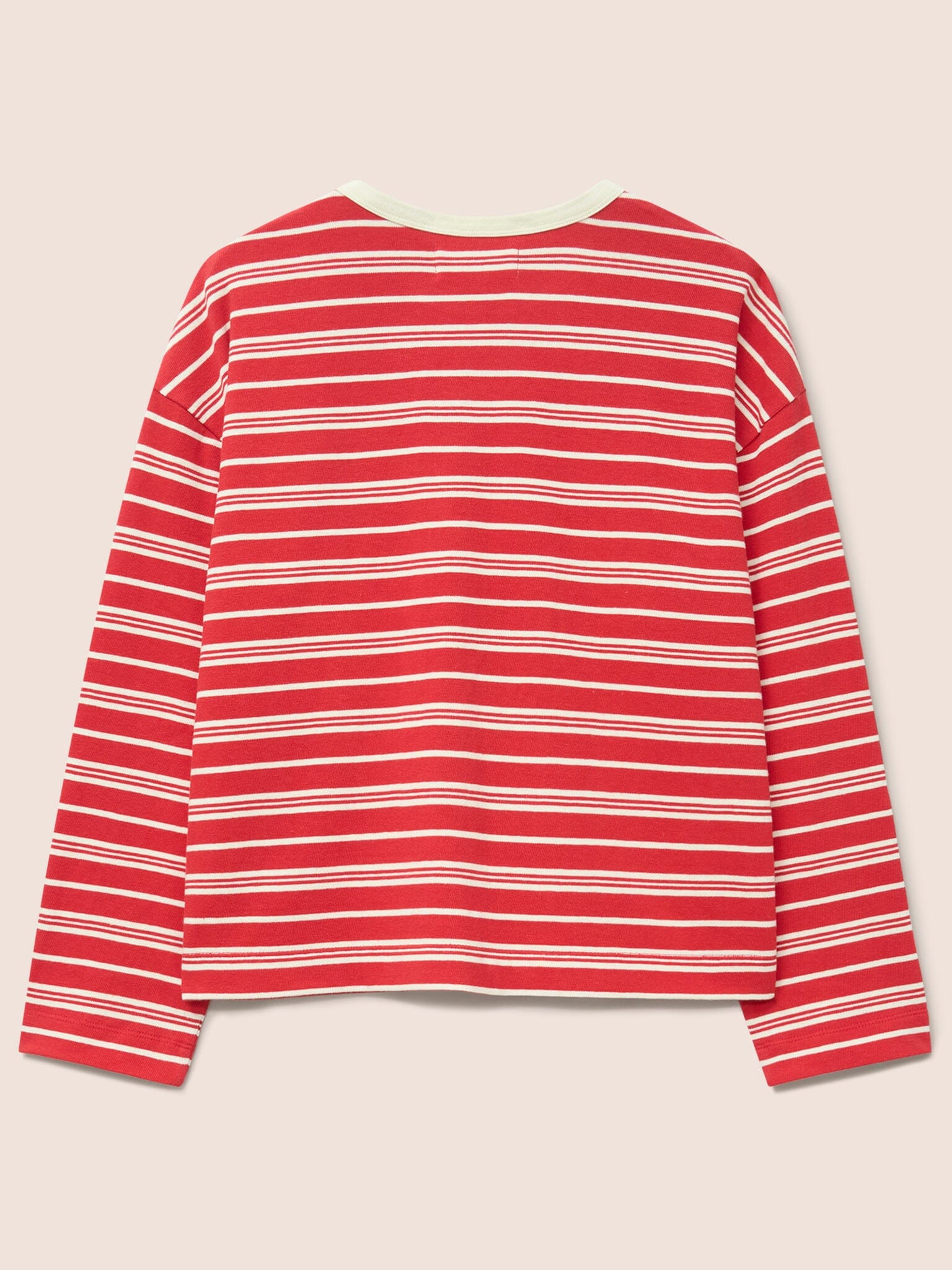 Seine Organic Cotton Classic Long Sleeve Stripe T-Shirt in Red T-Shirts- Gandys