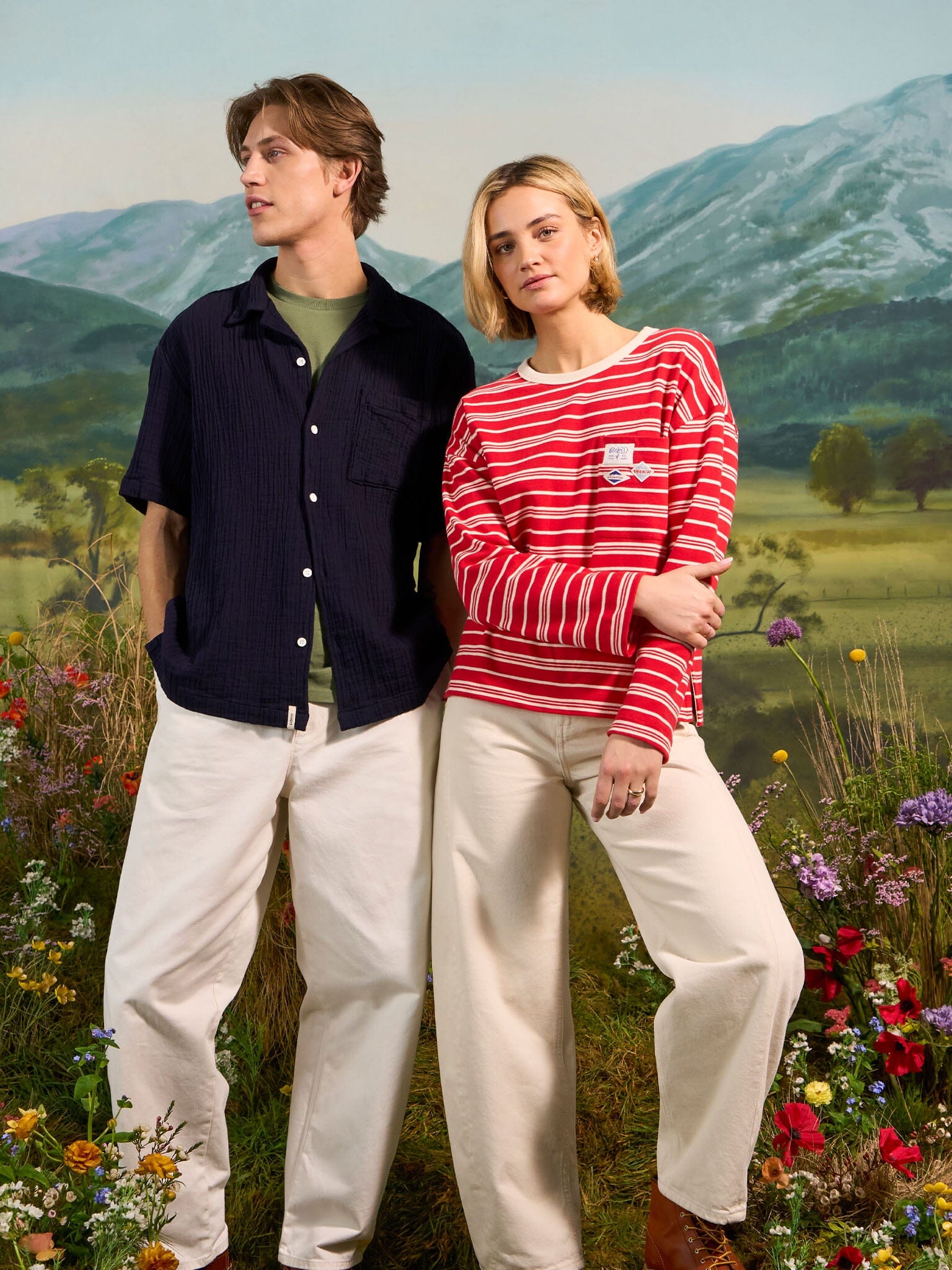 Seine Organic Cotton Classic Long Sleeve Stripe T-Shirt in Red T-Shirts- Gandys