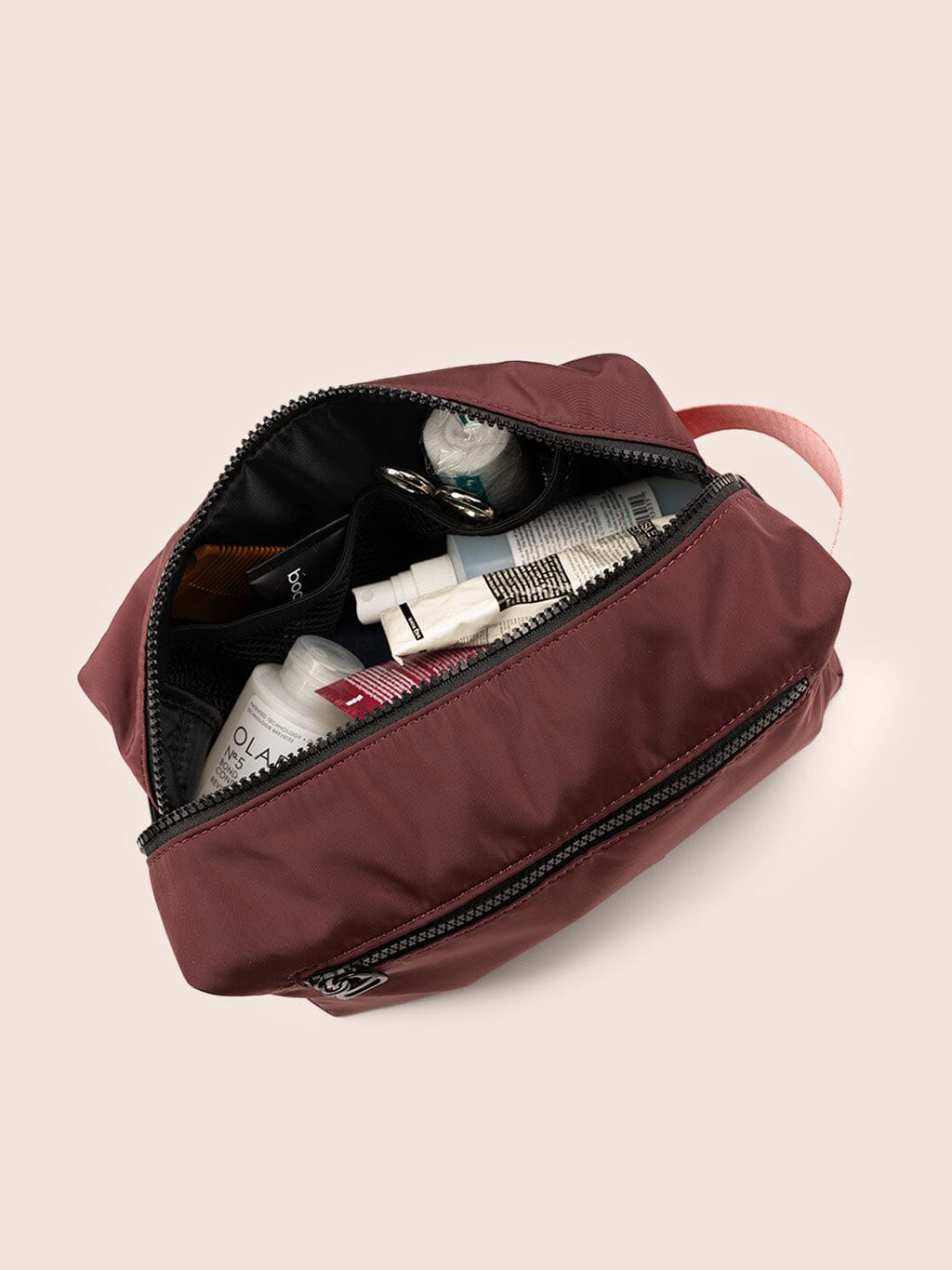Snowdon Recycled Fabric Travel Washbag in Burgundy Bags- Gandys