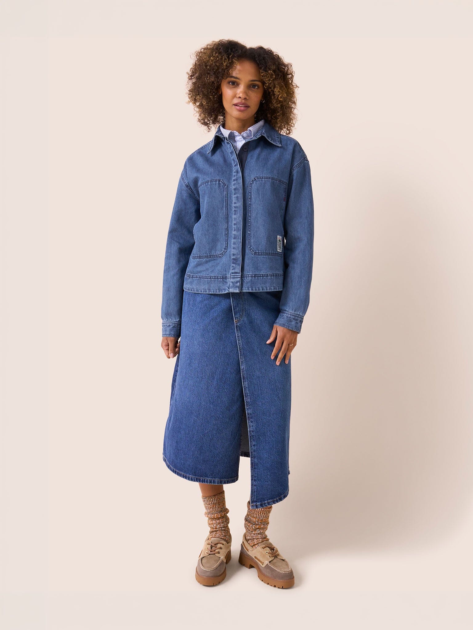 Storm Cotton Denim Shirt in Midwash Shirts- Gandys