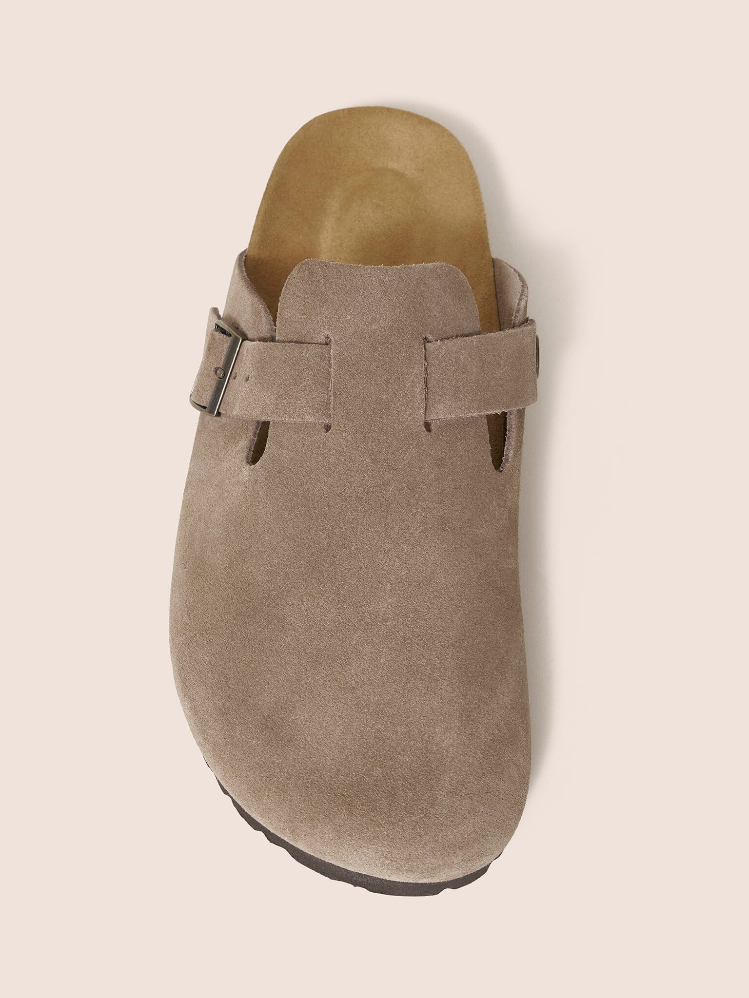 Taupe Terrassa Unisex Suede Clog Footbed Footwear- Gandys