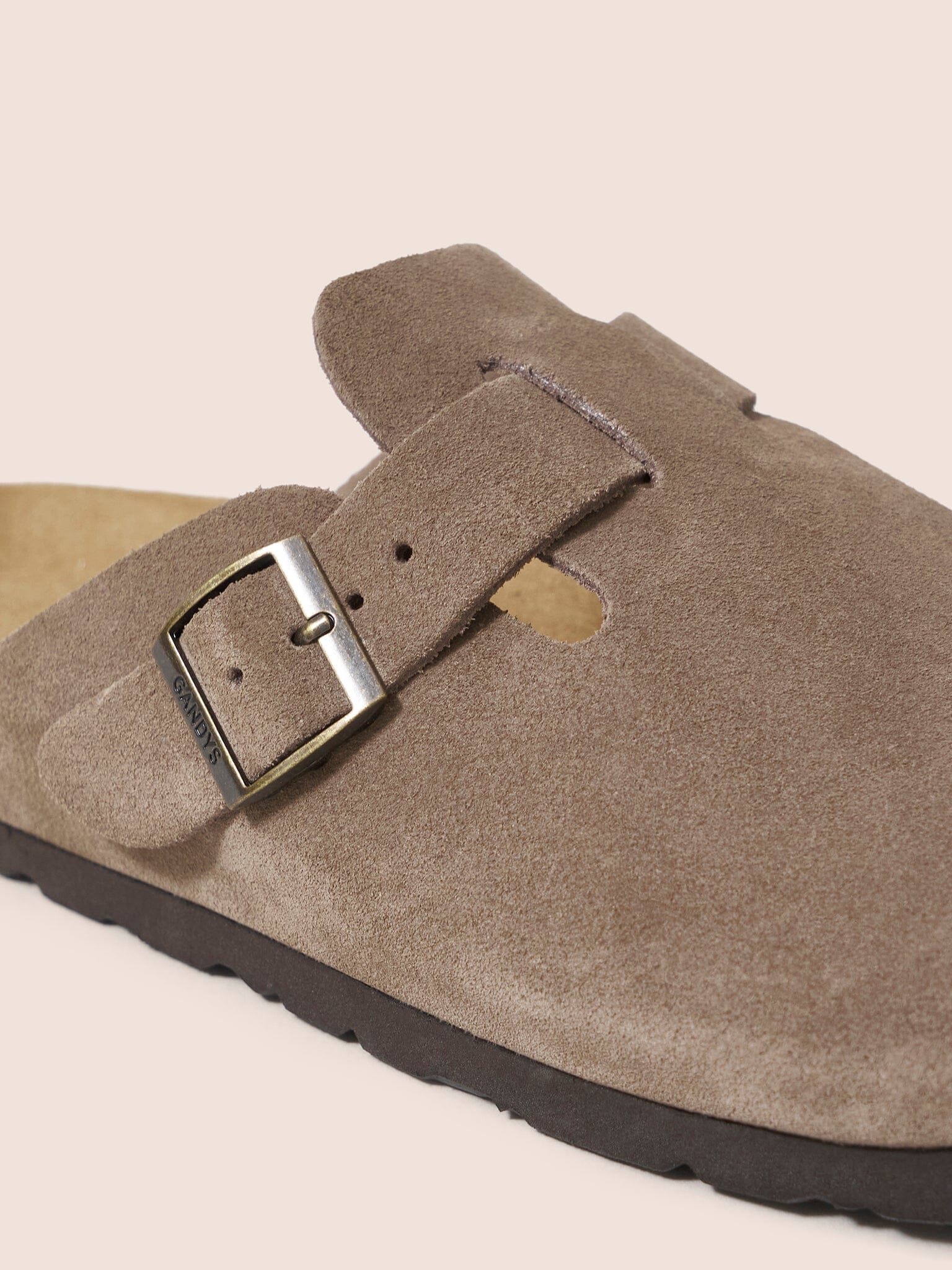 Taupe Terrassa Unisex Suede Clog Footbed Footwear- Gandys