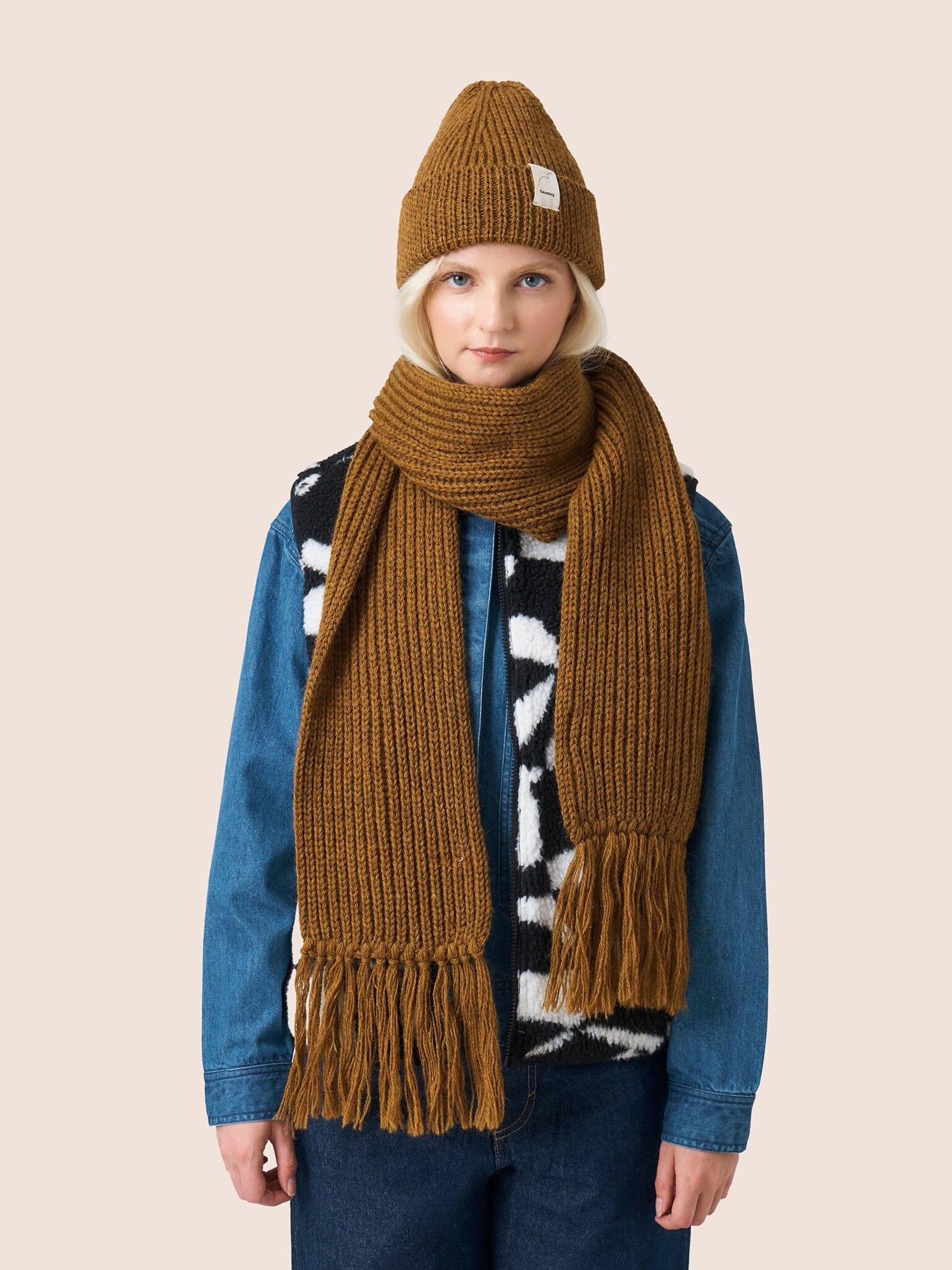 Tay Made in England Wool Scarf in Harvest Green Accessories- Gandys