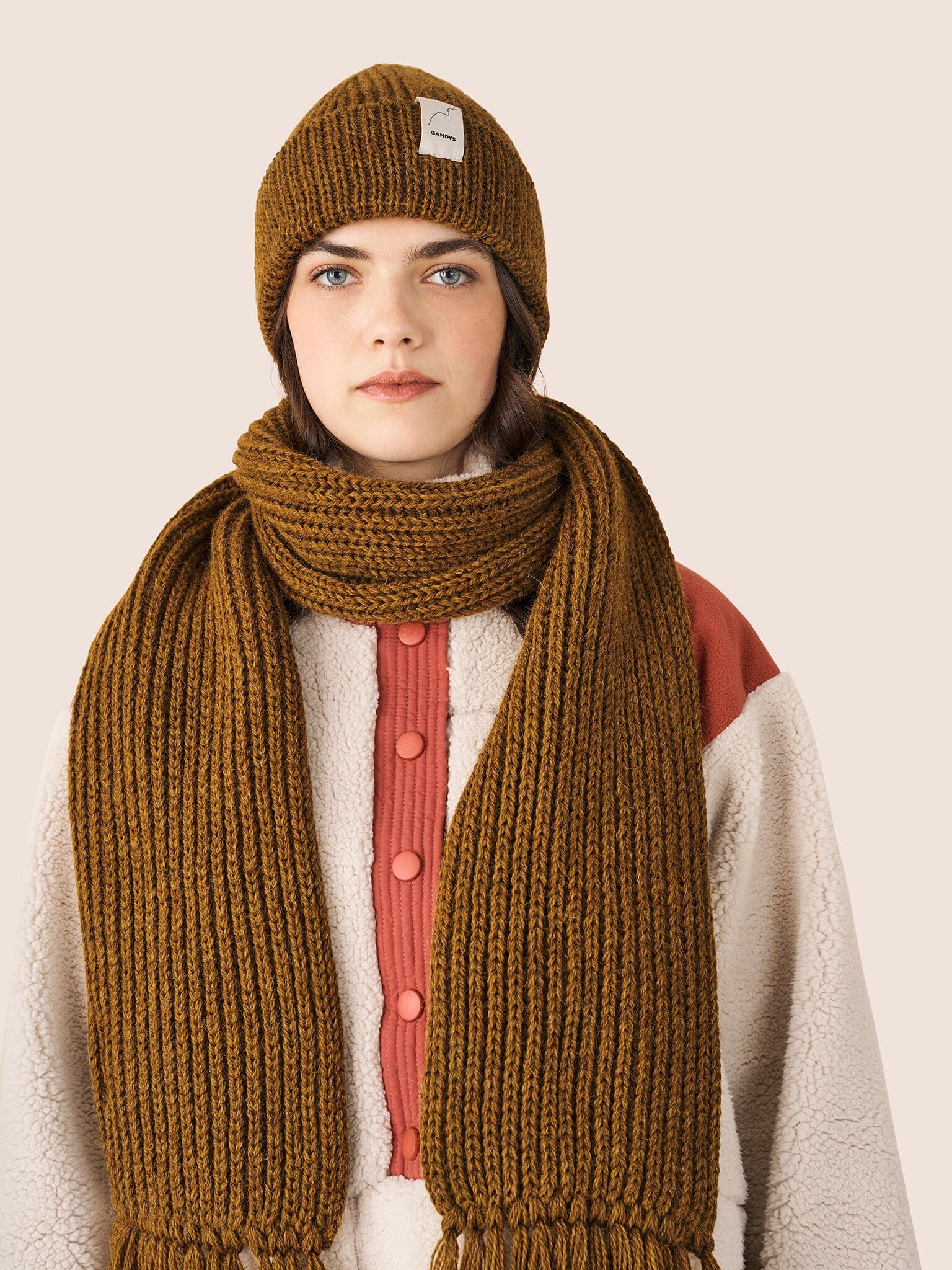 Tay Made in England Wool Scarf in Harvest Green Accessories- Gandys