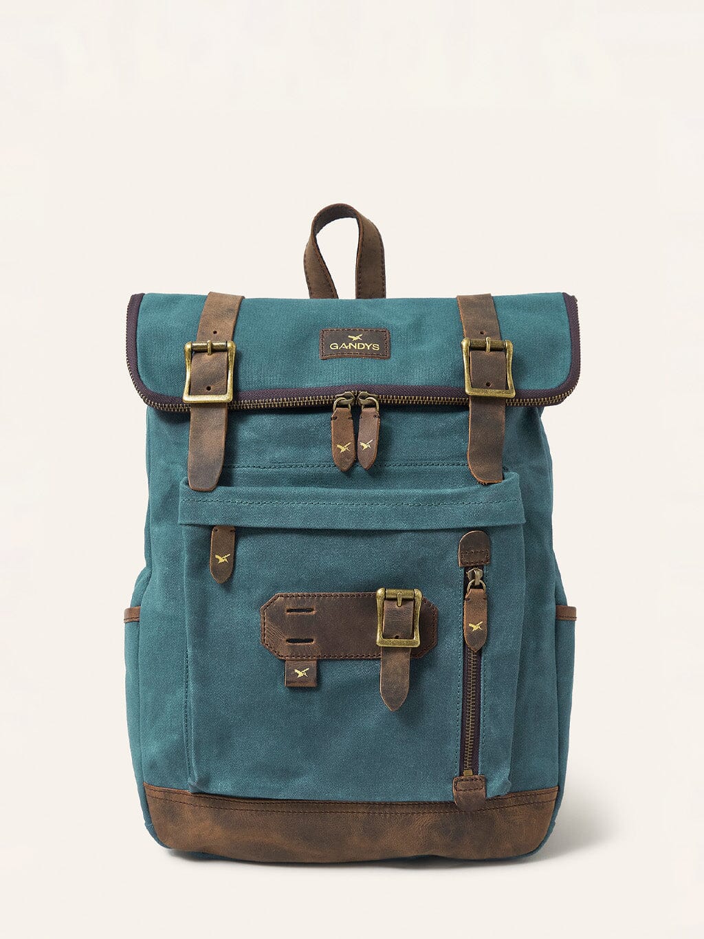 Teal Waxed Cotton Bali Backpack Bags- Gandys