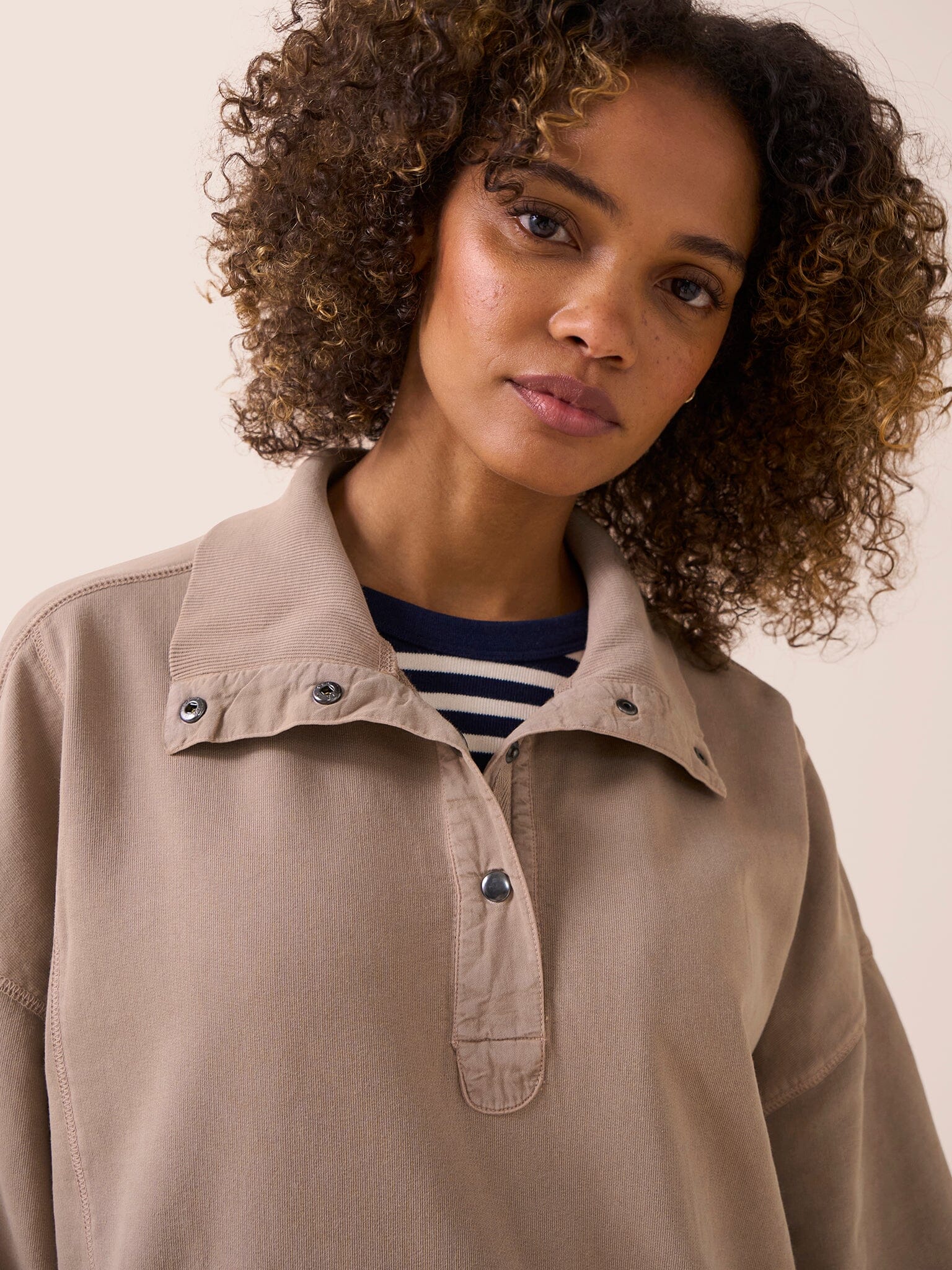 Timor Cotton Funnel Neck Sweater in Rose Layering- Gandys