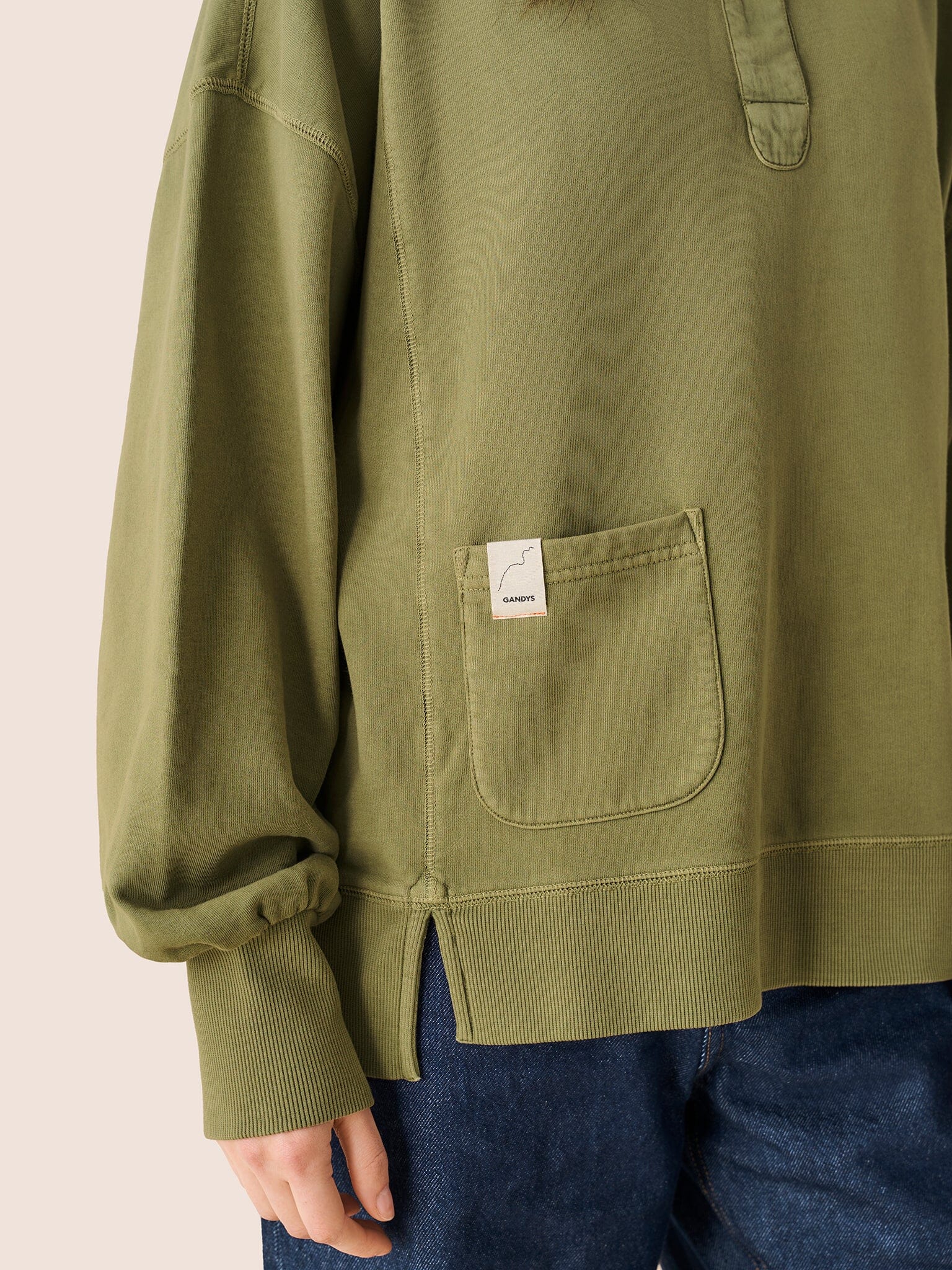 Timor Organic Cotton Funnel Neck Sweater in Khaki Layering- Gandys