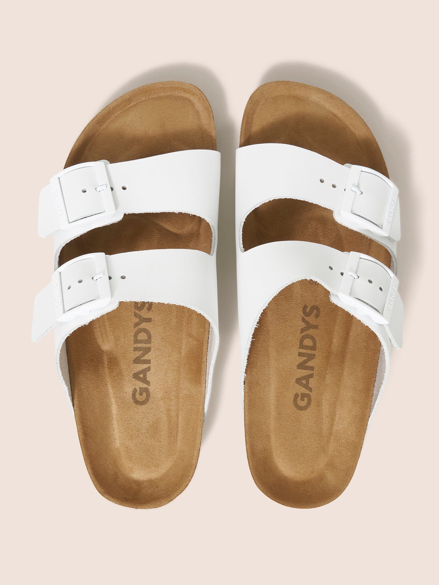 White Alicante Double Buckle Strap Footbed Sandal Footwear- Gandys