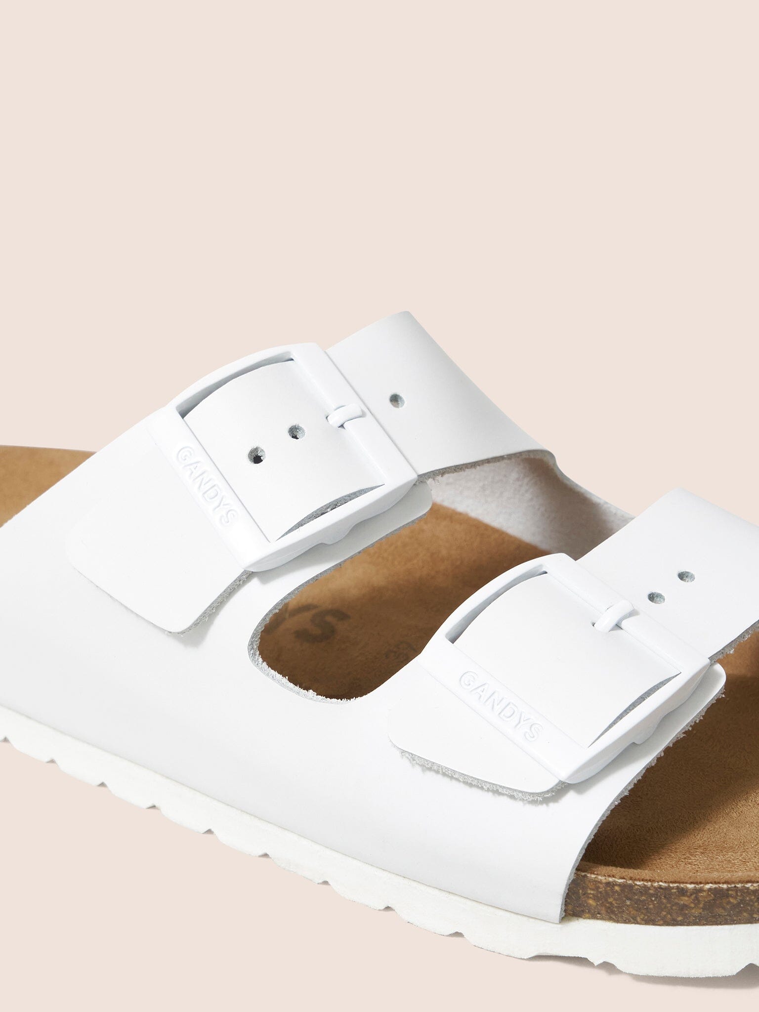 White Alicante Double Buckle Strap Footbed Sandal Footwear- Gandys