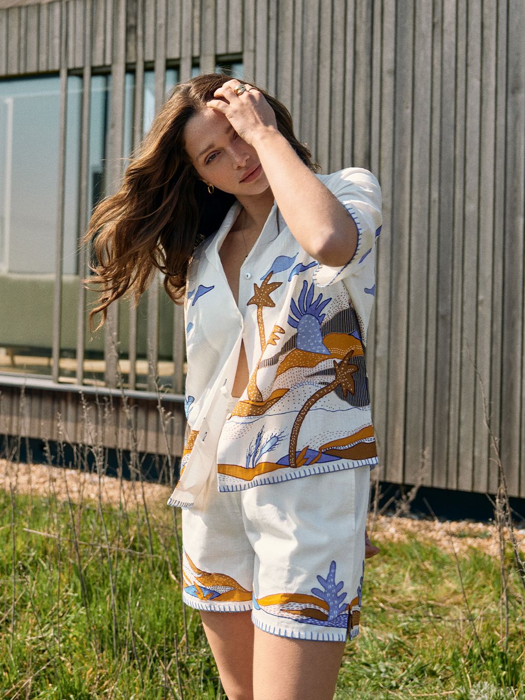 White Benoa Applique Shirt Shirts- Gandys