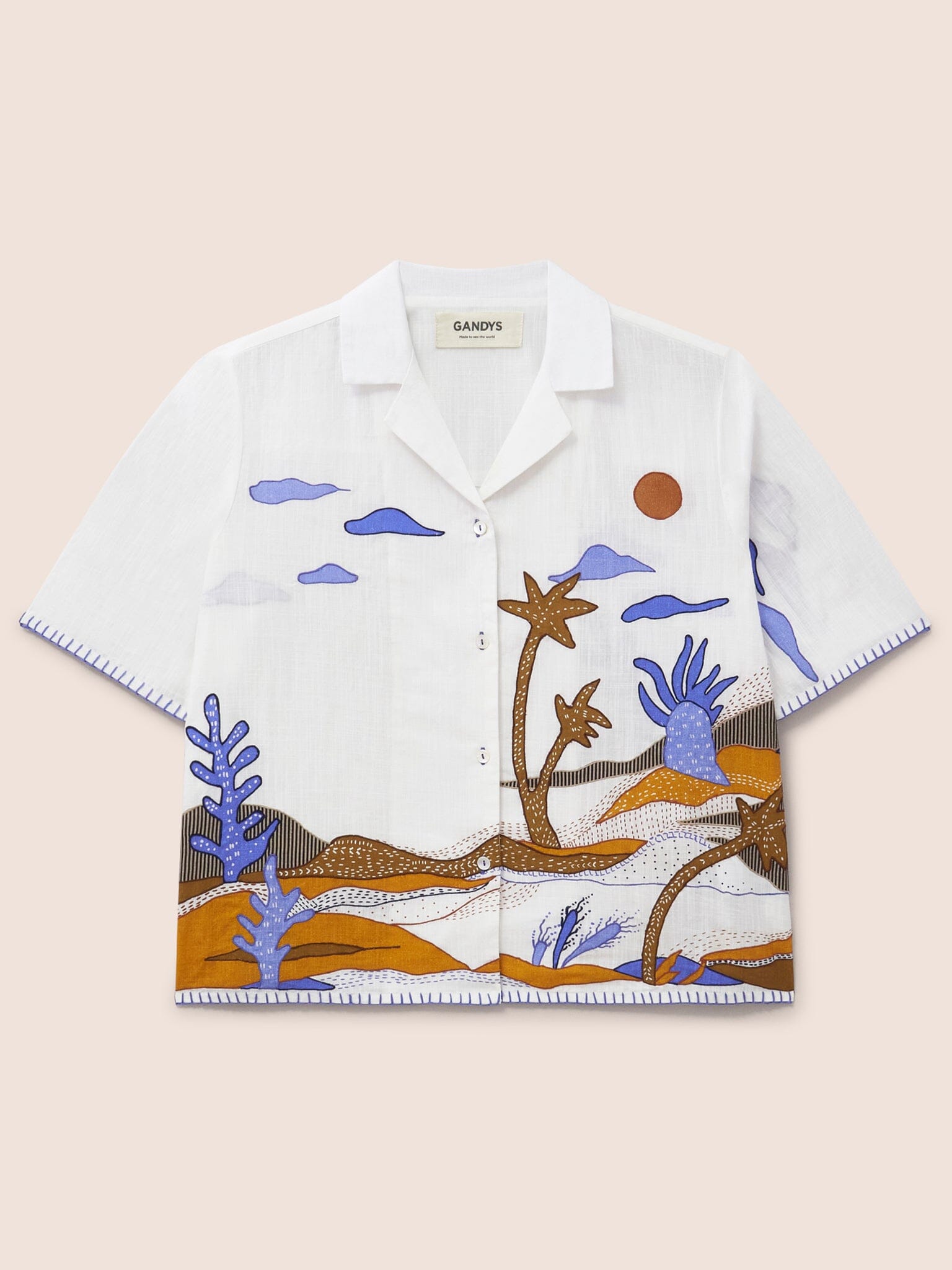 White Benoa Applique Shirt Shirts- Gandys