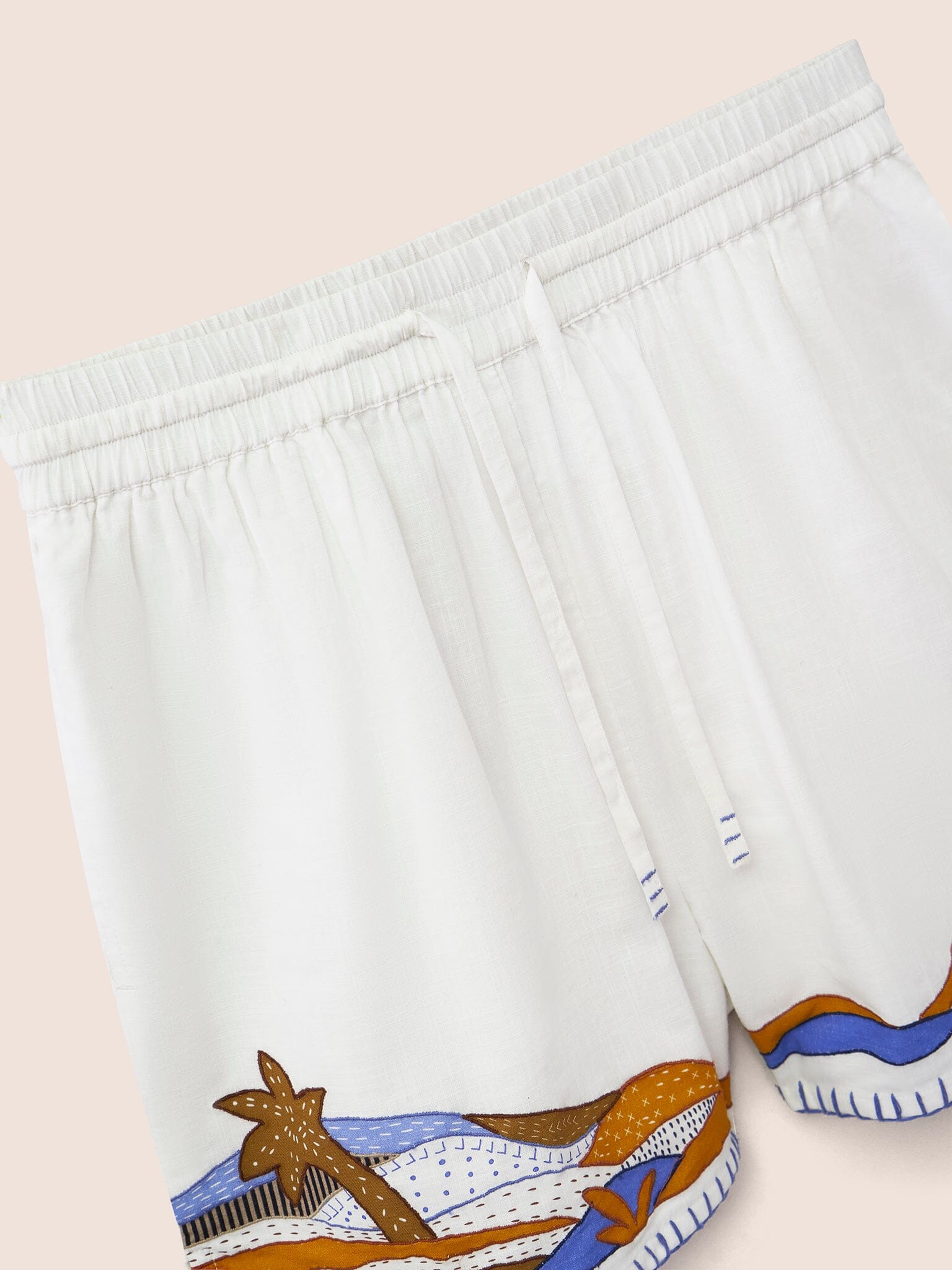 White Benoa Applique Shorts Bottoms- Gandys