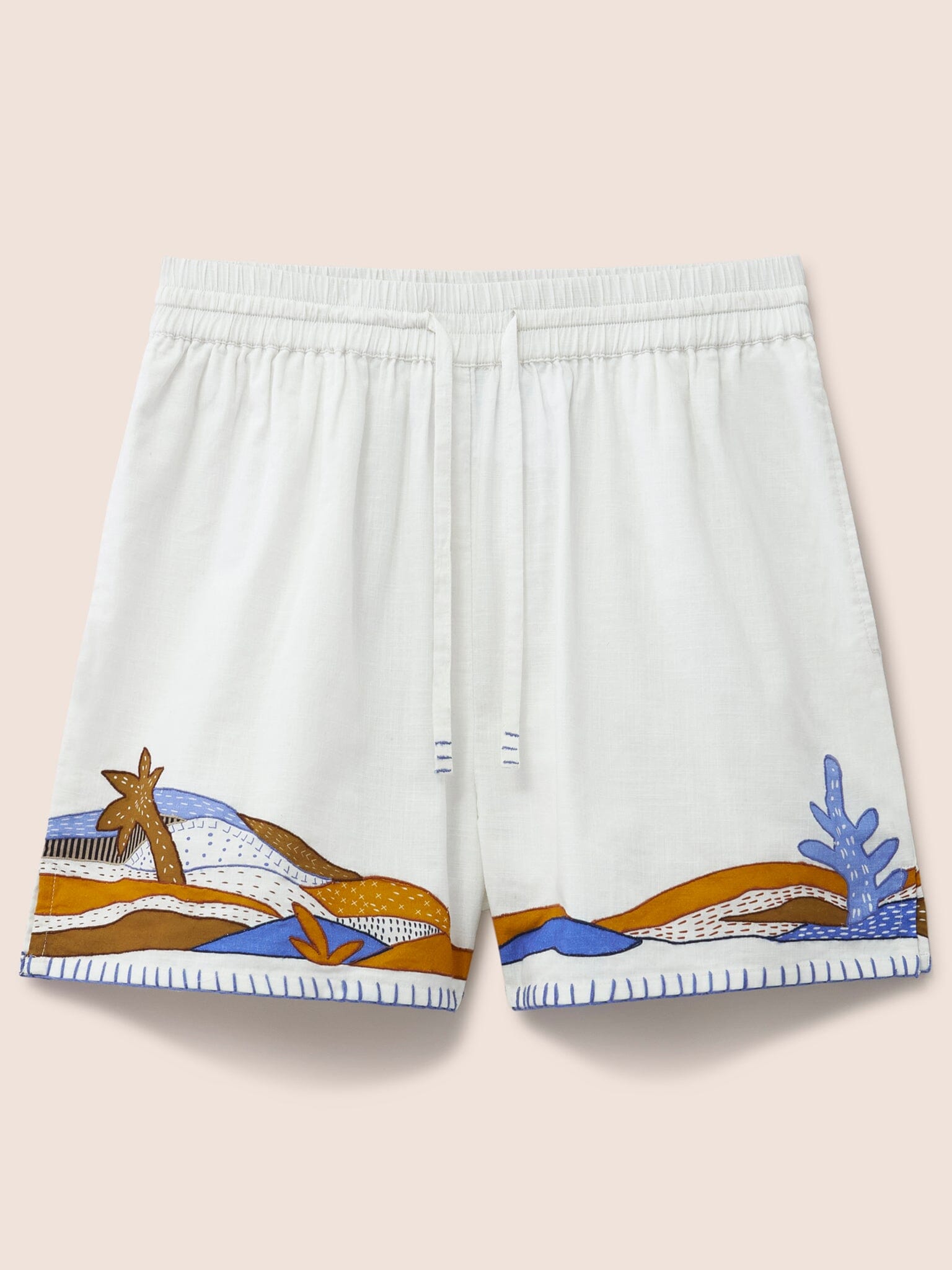 White Benoa Applique Shorts Bottoms- Gandys