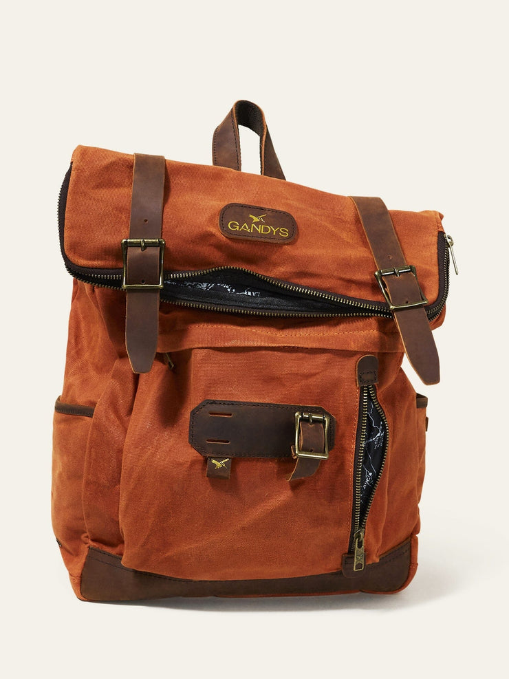 Burnt Orange Waxed Authentic Bali Backpack | Backpacks & Rucksacks | Gandys